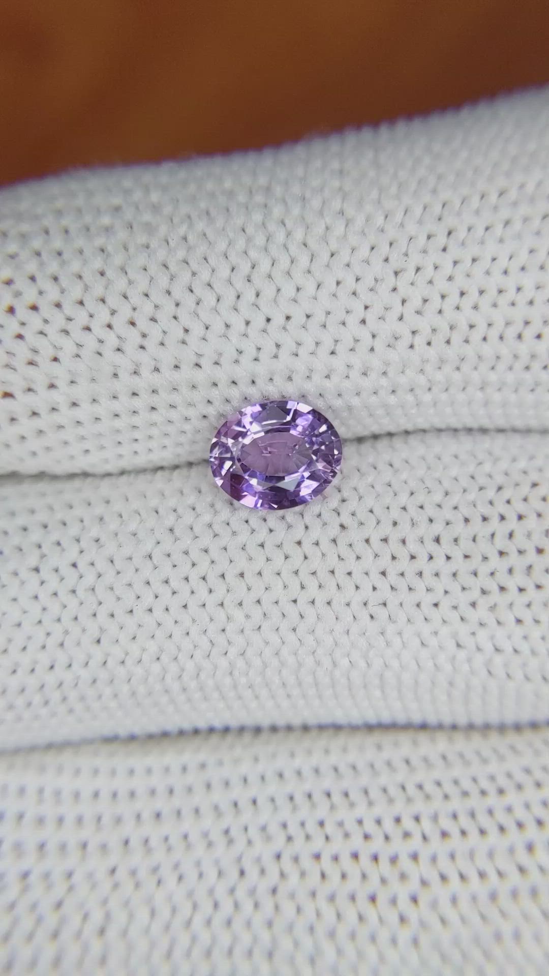 1.22 Ct. Pinkish Purple Sapphire from Ceylon (Sri Lanka) Size Video