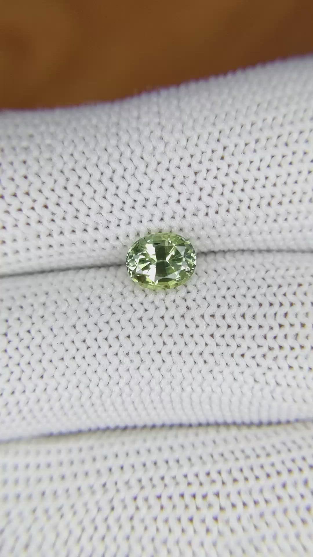 1.18 Ct. Yellowish Green Sapphire from Madagascar Size Video