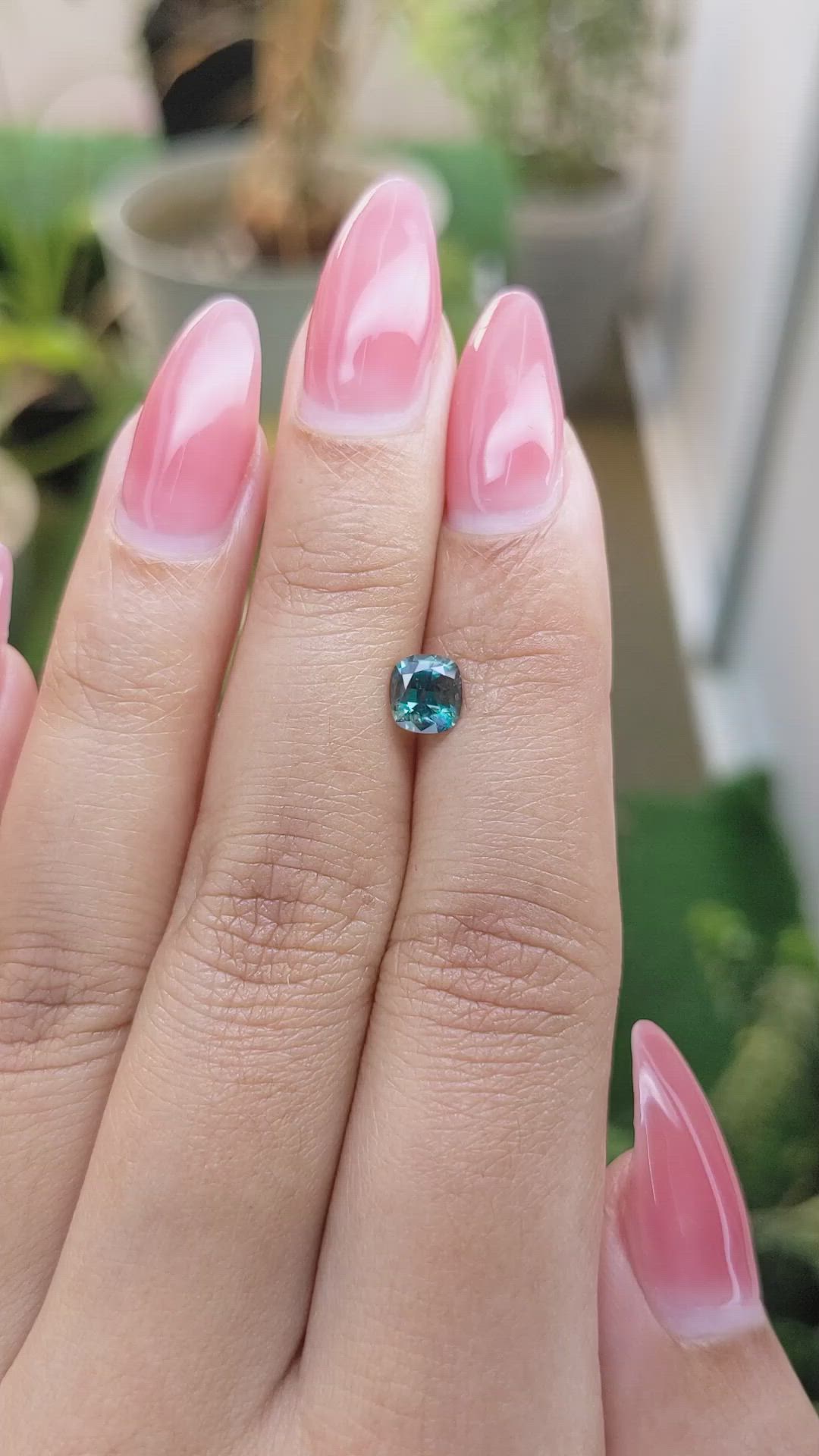 0.97 Ct. Bluish Green Sapphire from Ceylon (Sri Lanka) Size Video
