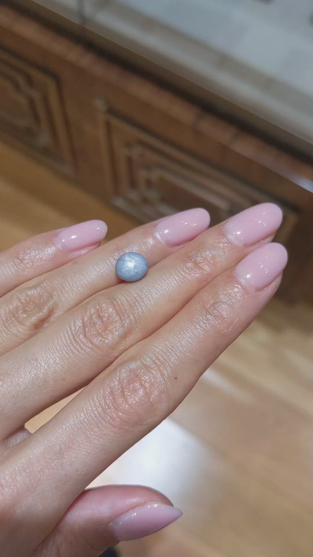 3.54 Ct. Bluish Grey Star Sapphire from Burma (Myanmar) Size Video