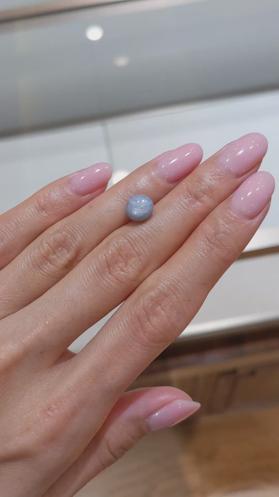 3.54 Ct. Bluish Grey Star Sapphire from Burma (Myanmar) Size Video