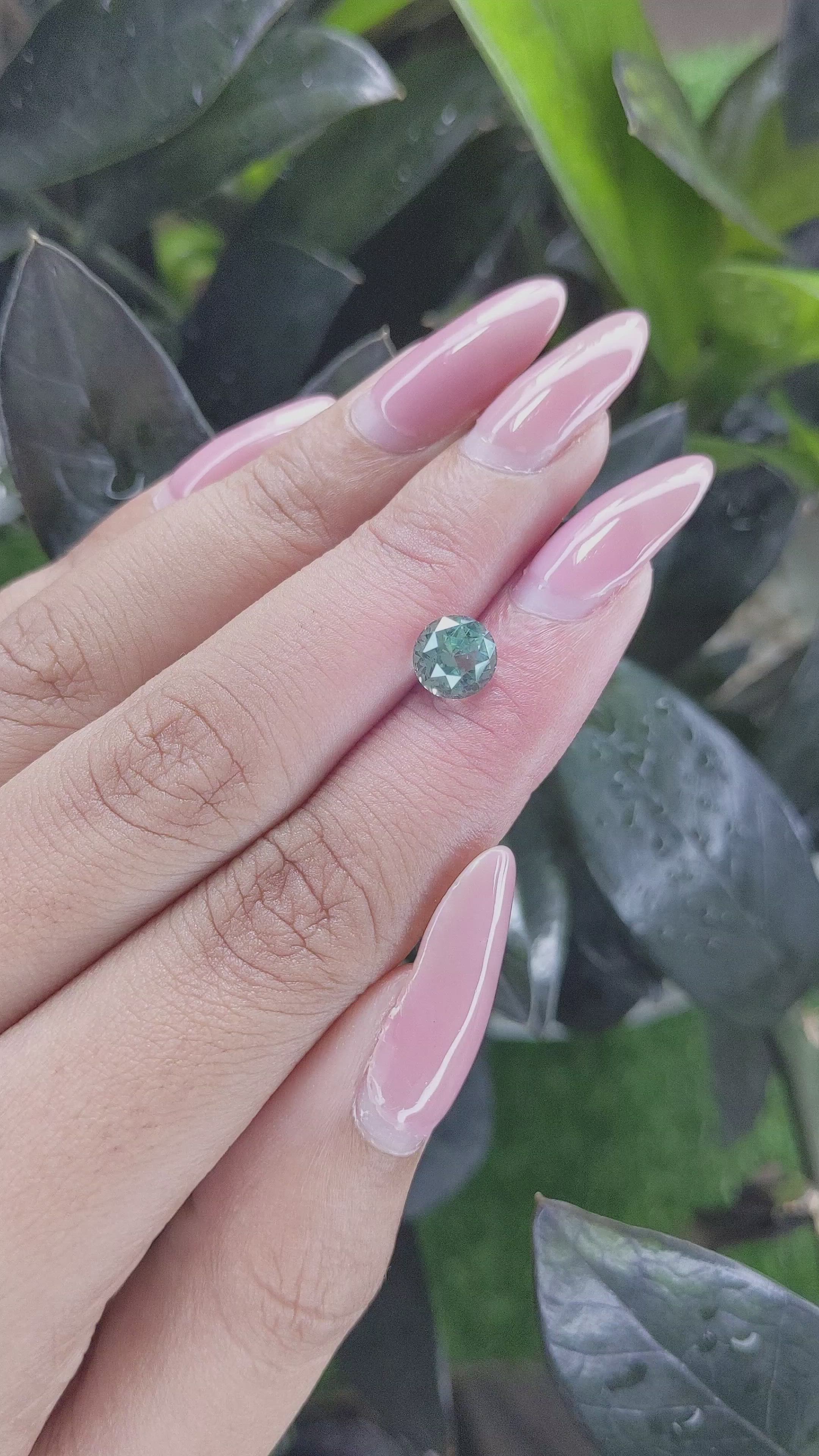 2.08 Ct. Bluish Green Sapphire from Madagascar Size Video