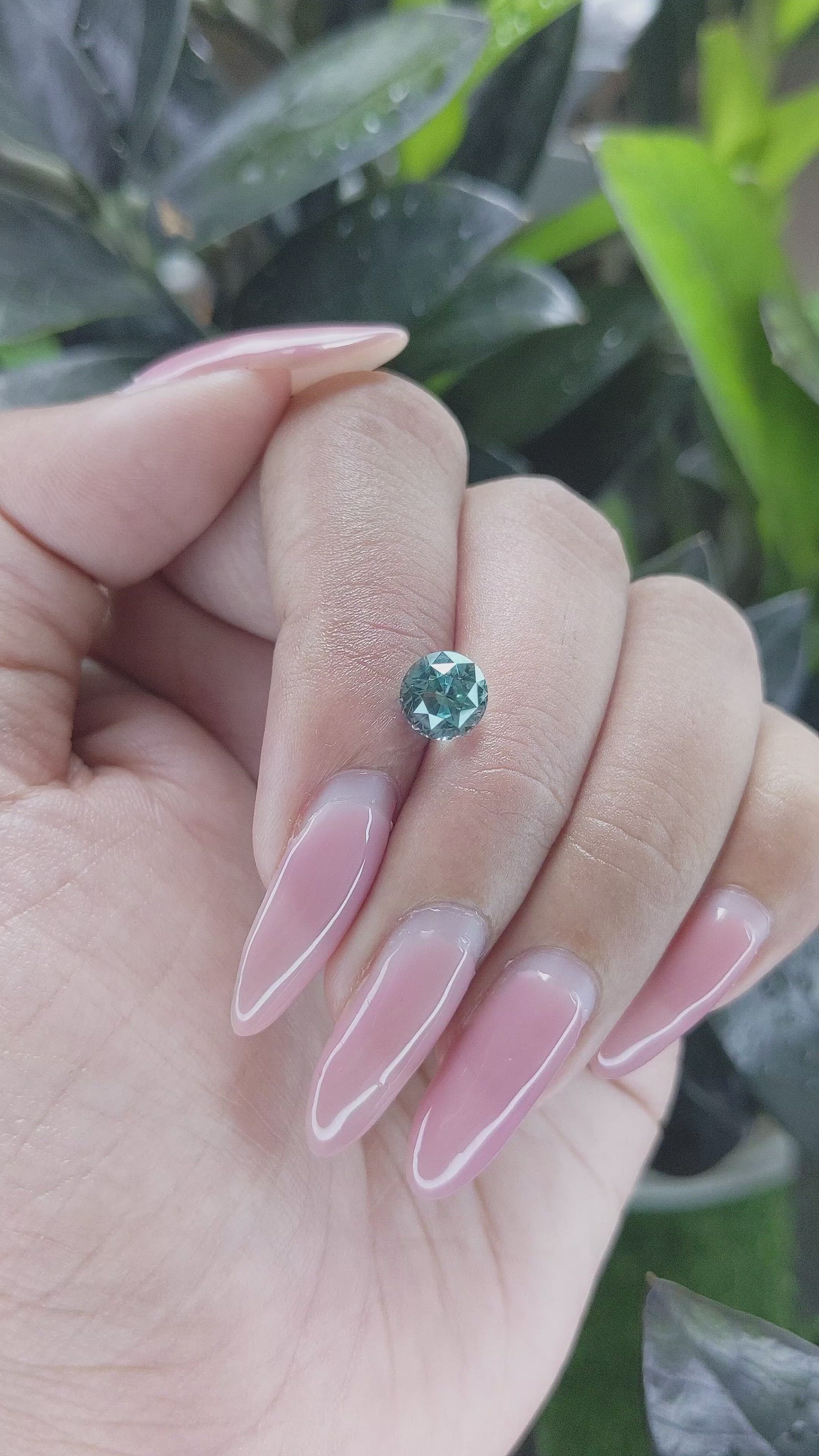 2.08 Ct. Bluish Green Sapphire from Madagascar Size Video