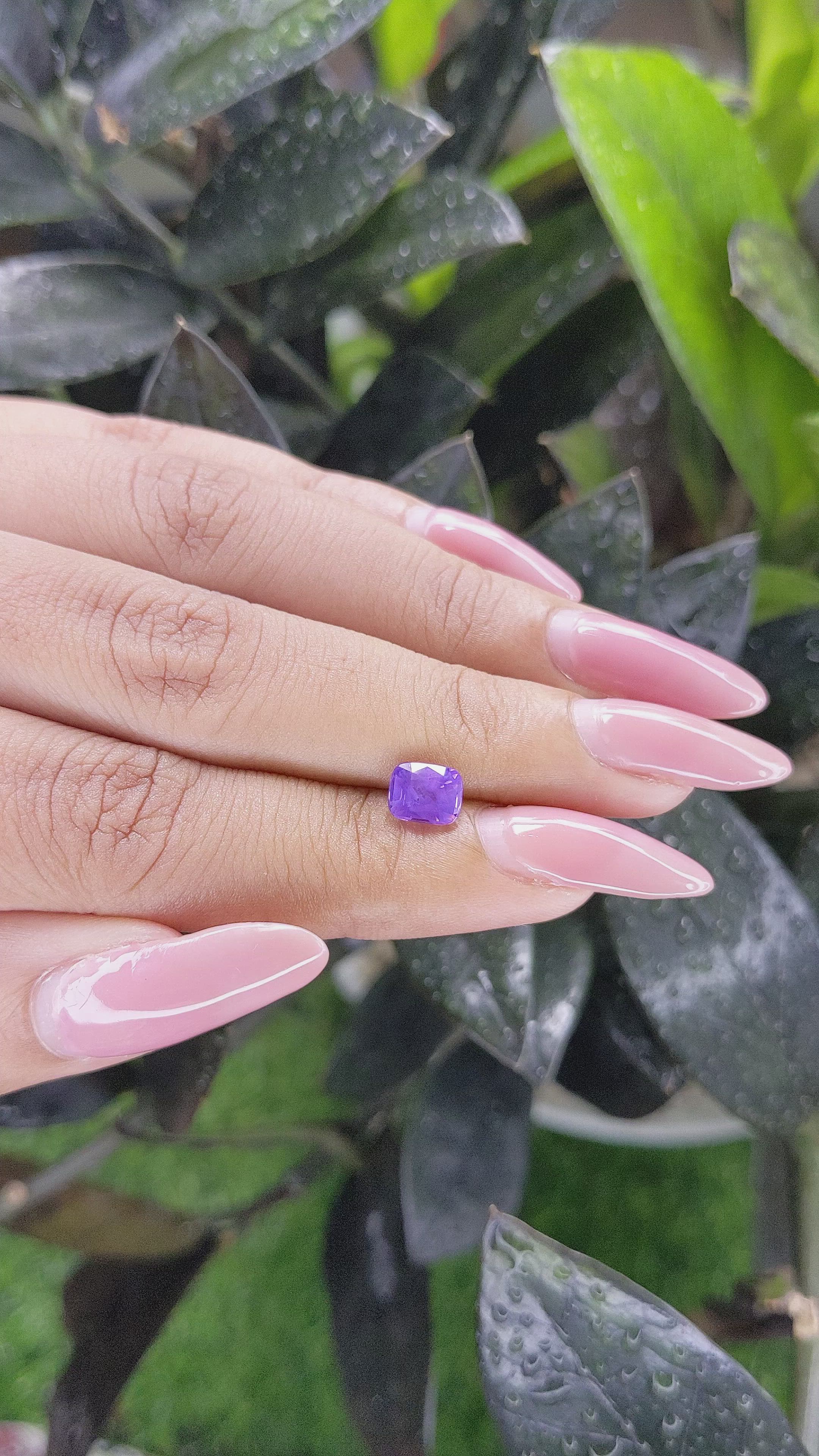 1.29 Ct. Violet Sapphire from Ceylon (Sri Lanka) Size Video