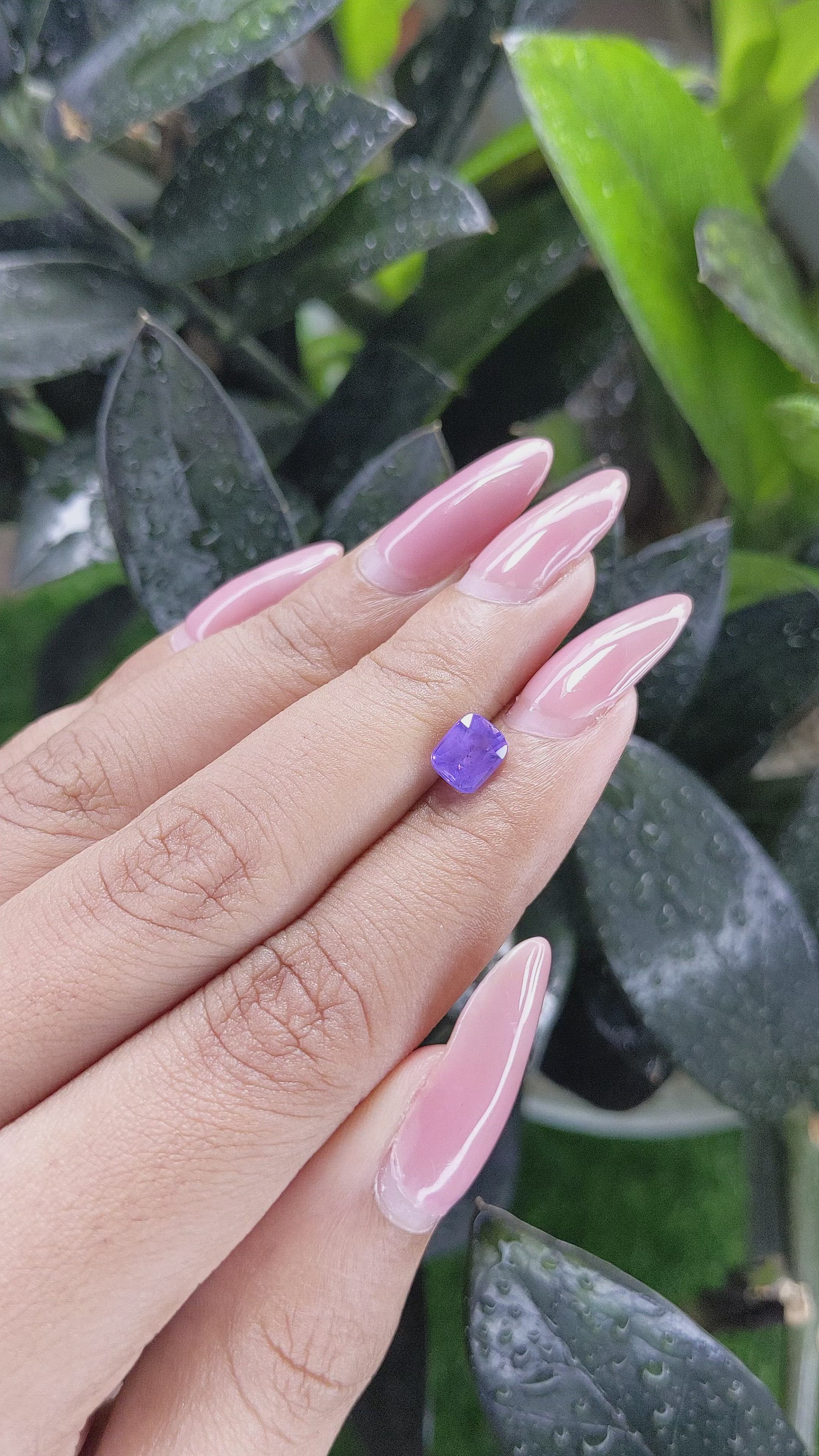 1.29 Ct. Violet Sapphire from Ceylon (Sri Lanka) Size Video