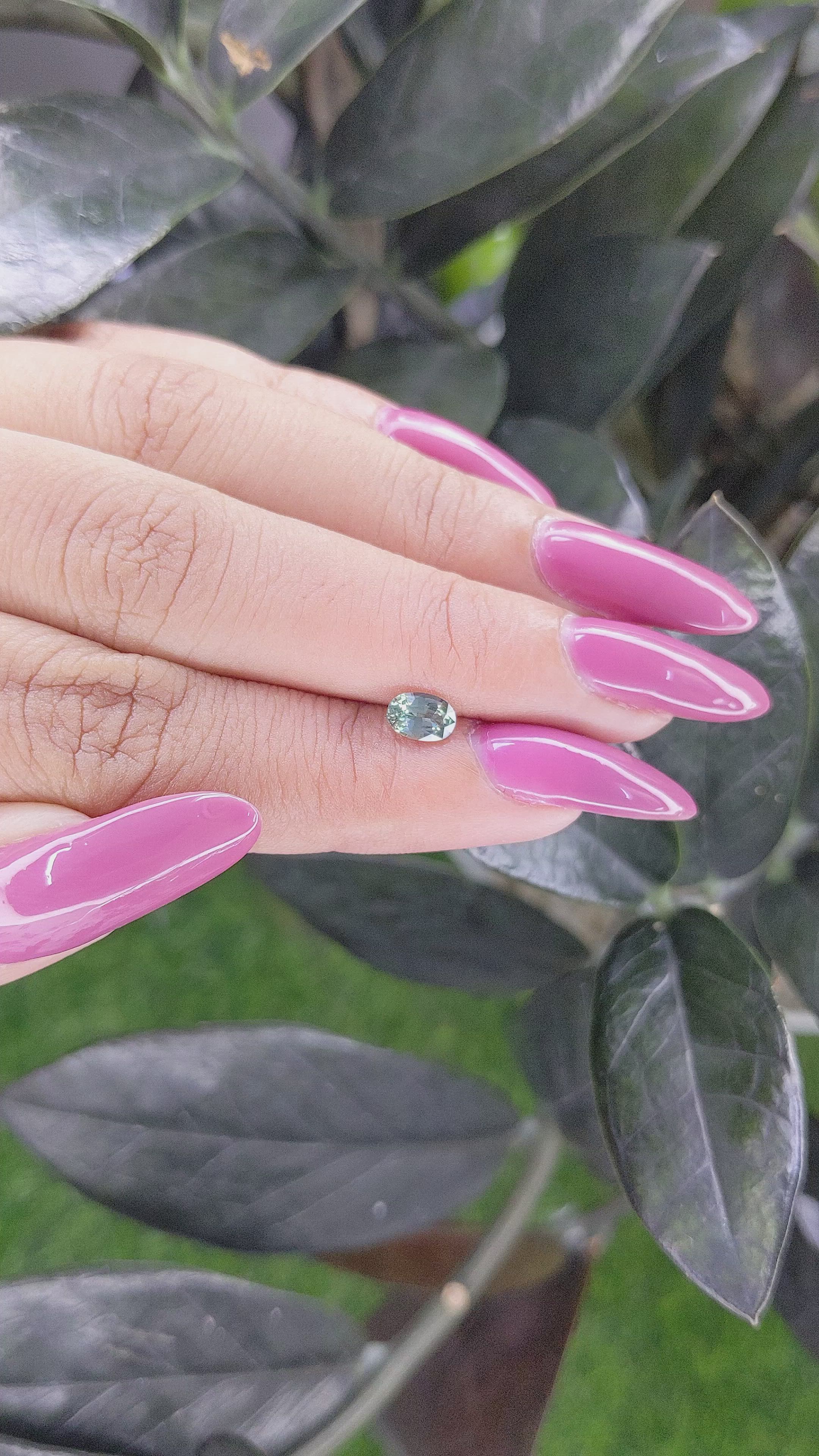 0.60 Ct. Green Sapphire from Madagascar Size Video