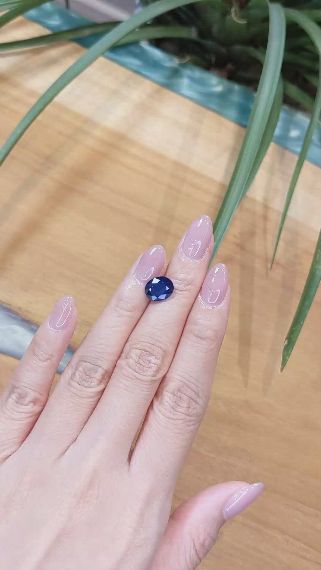 3.42 Ct. Blue Sapphire from Thailand Size Video