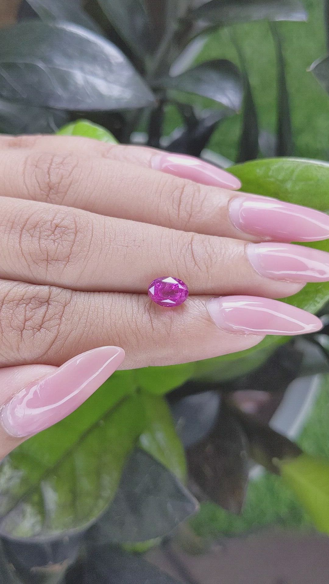 1.70 Ct. Purplish Pink Sapphire from Ceylon (Sri Lanka) Size Video