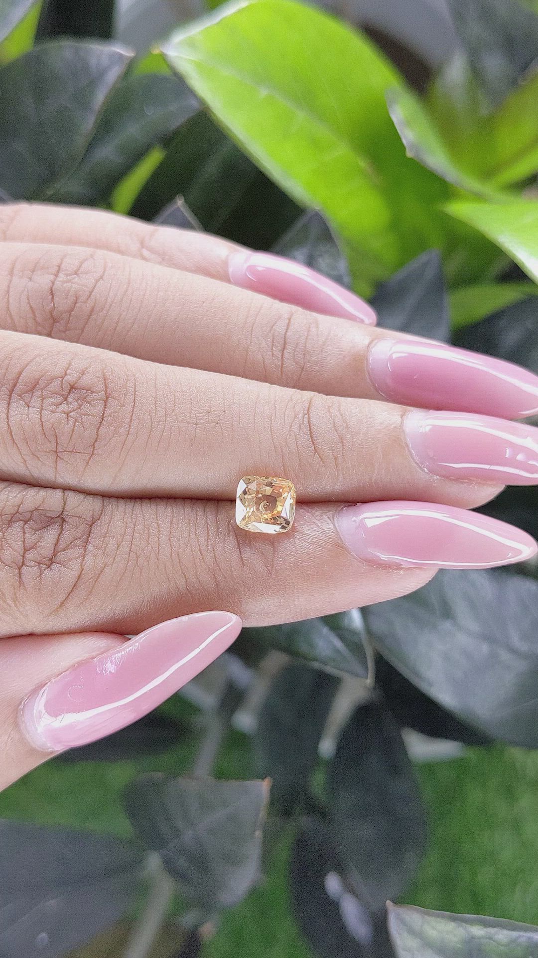 1.55 Ct. Peach Sapphire from Ceylon (Sri Lanka) Size Video