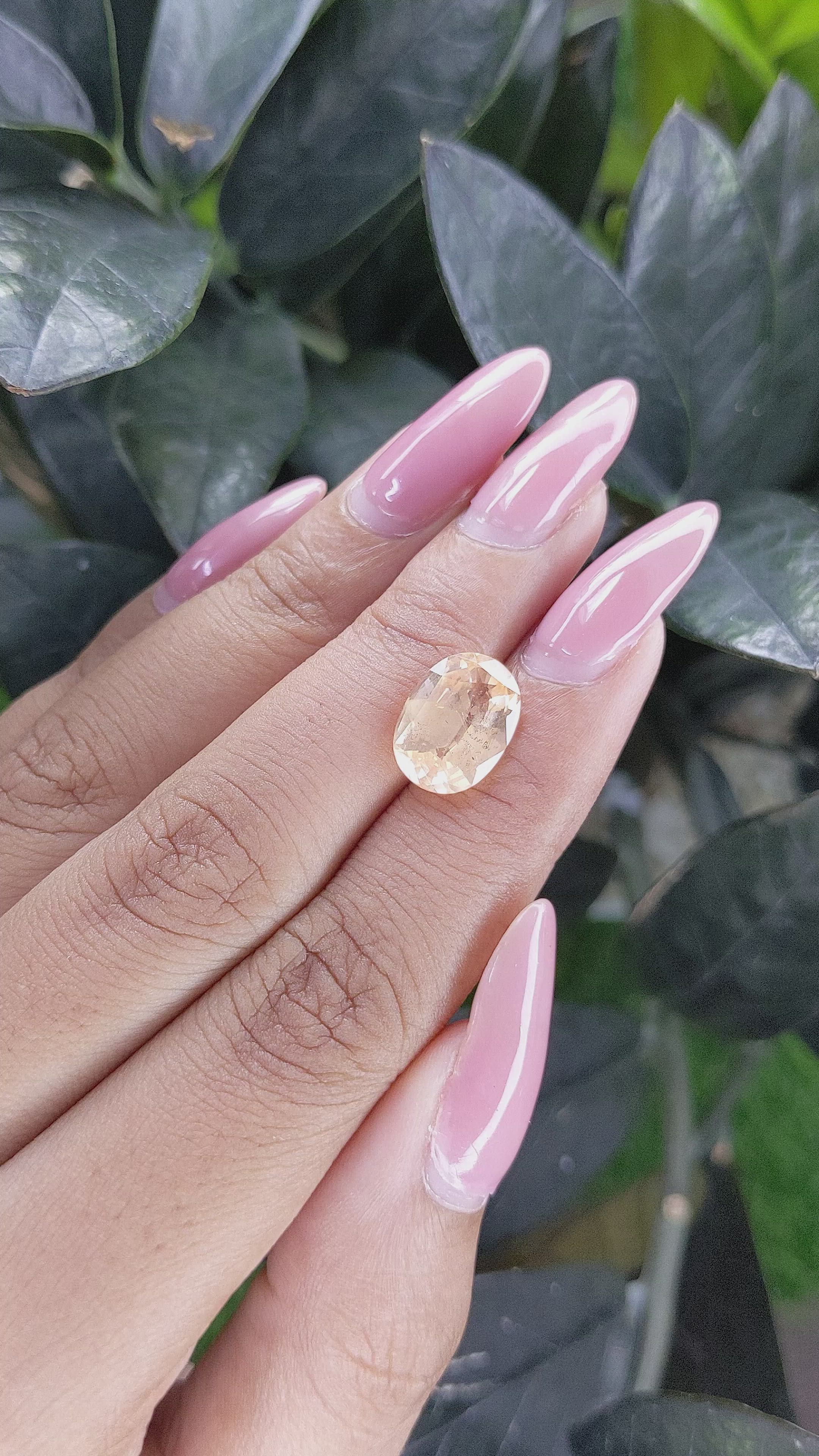 5.07 Ct. Peach Sapphire from Ceylon (Sri Lanka) Size Video