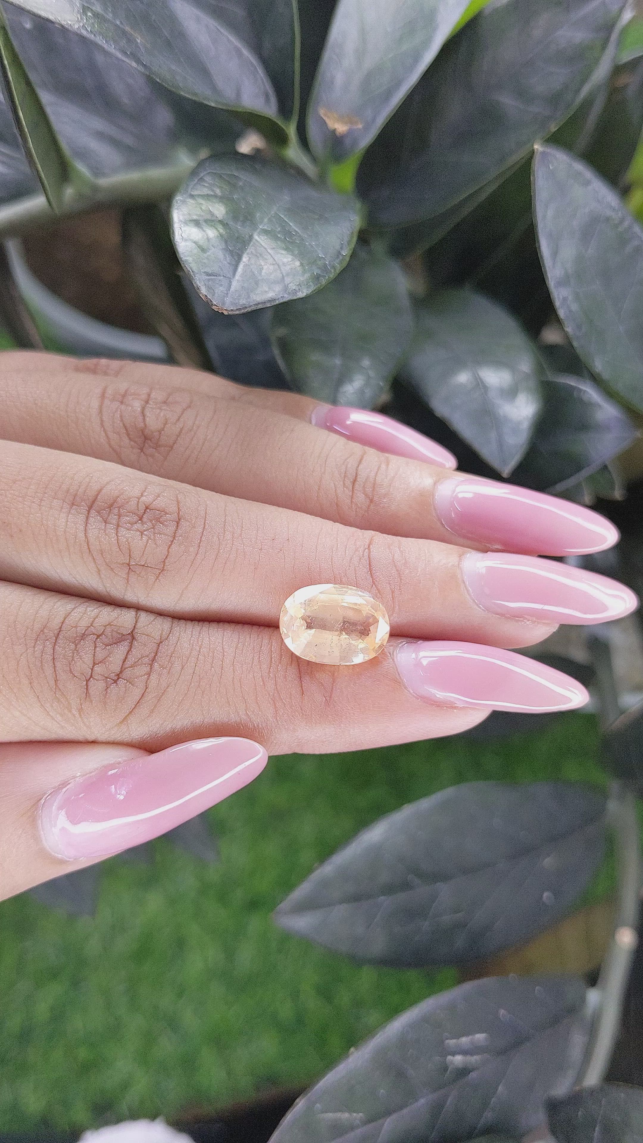 5.07 Ct. Peach Sapphire from Ceylon (Sri Lanka) Size Video