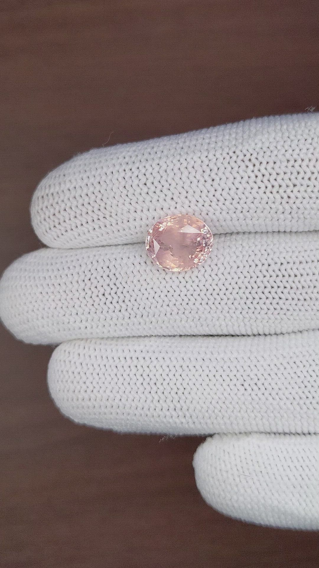 5.48 Ct. Peach Sapphire from Ceylon (Sri Lanka) Size Video