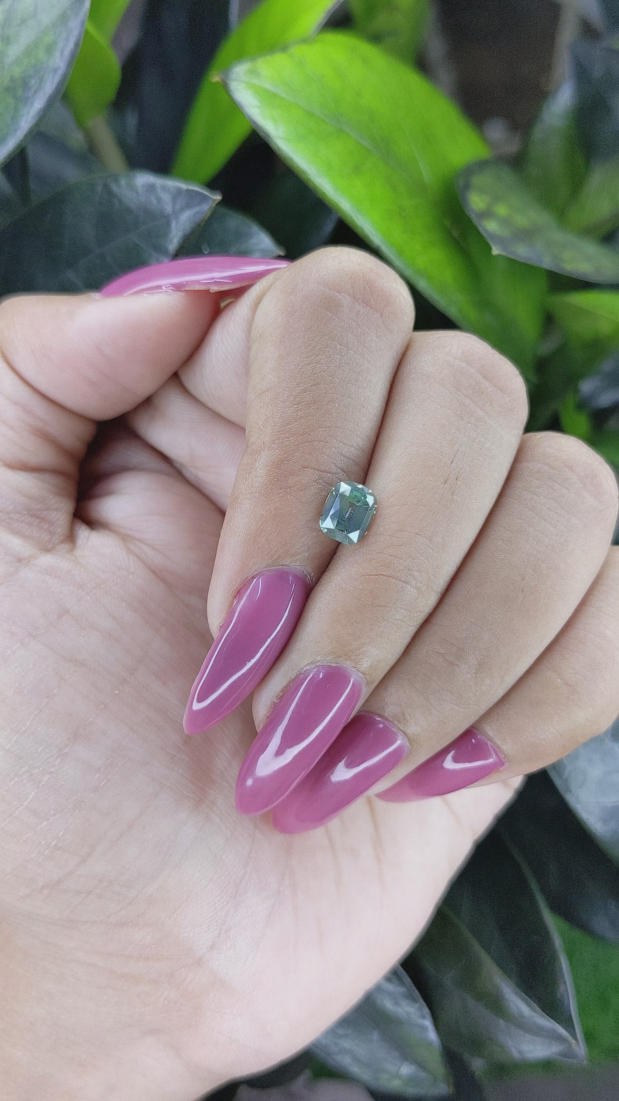 1.30 Ct. Bluish Green Sapphire from Madagascar Size Video