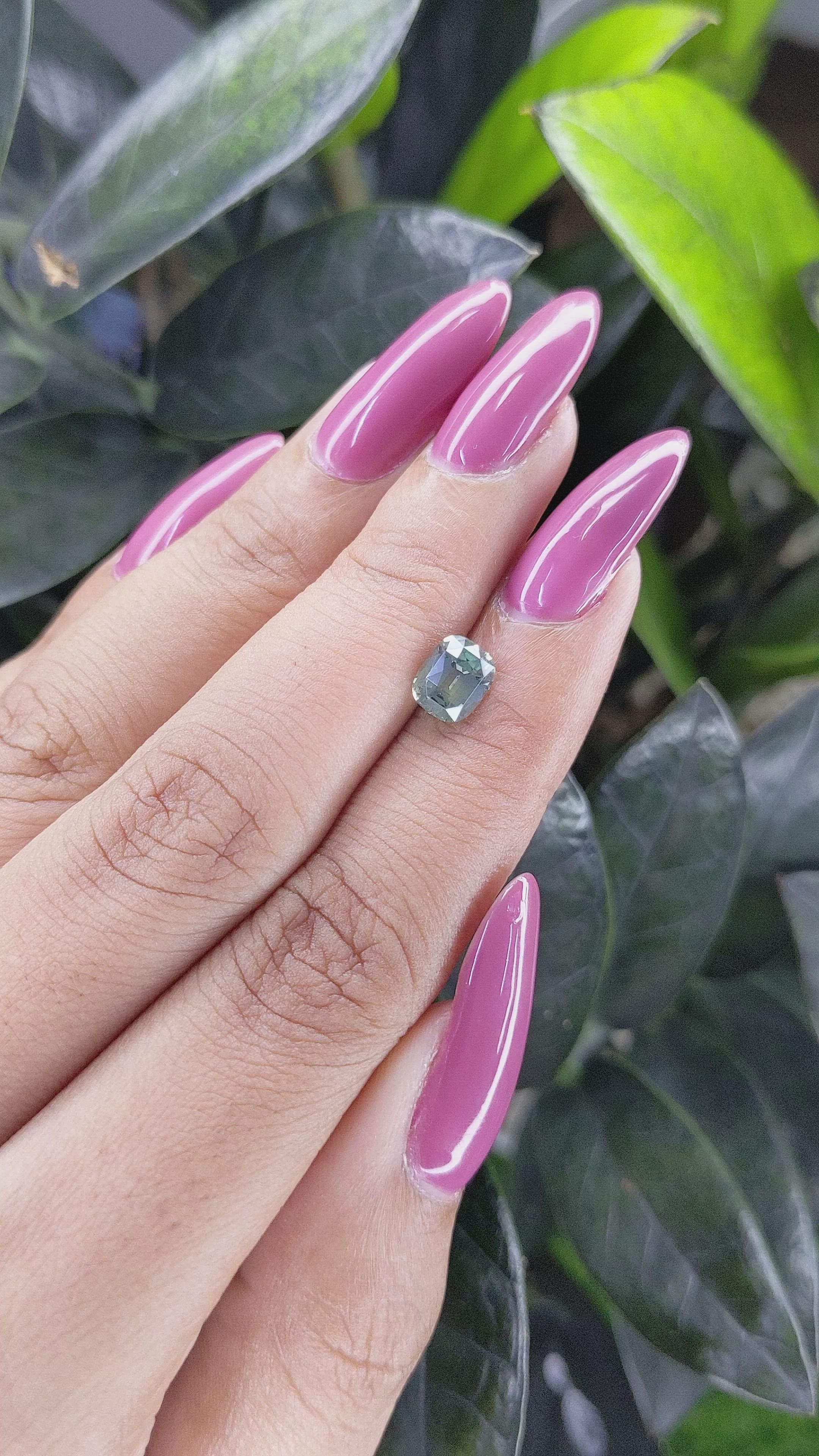 1.30 Ct. Bluish Green Sapphire from Madagascar Size Video