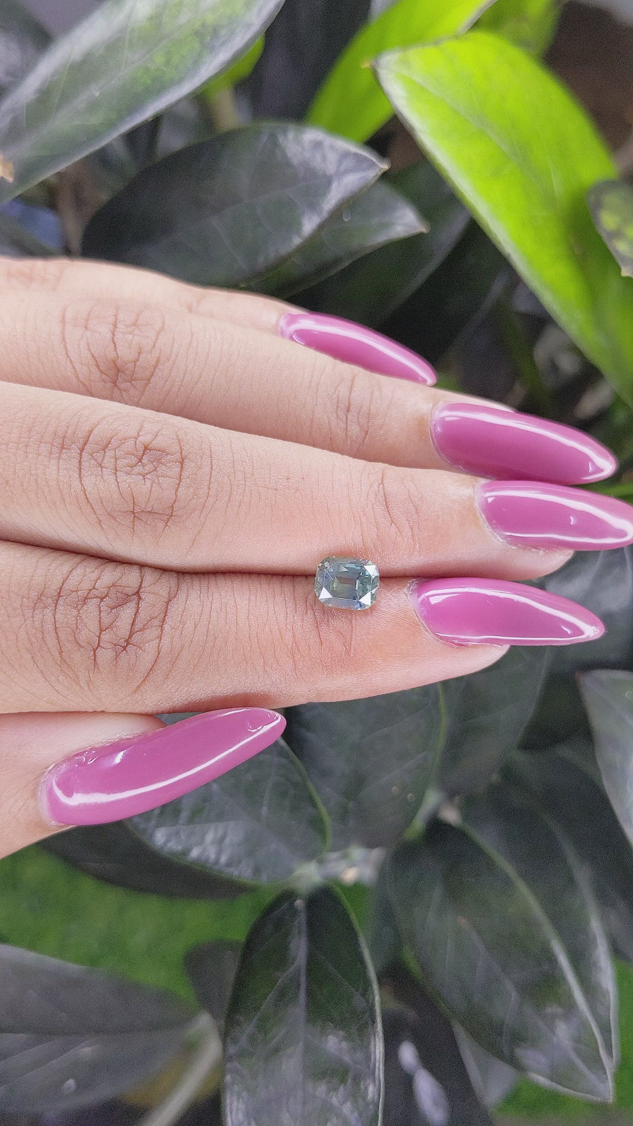 1.30 Ct. Bluish Green Sapphire from Madagascar Size Video