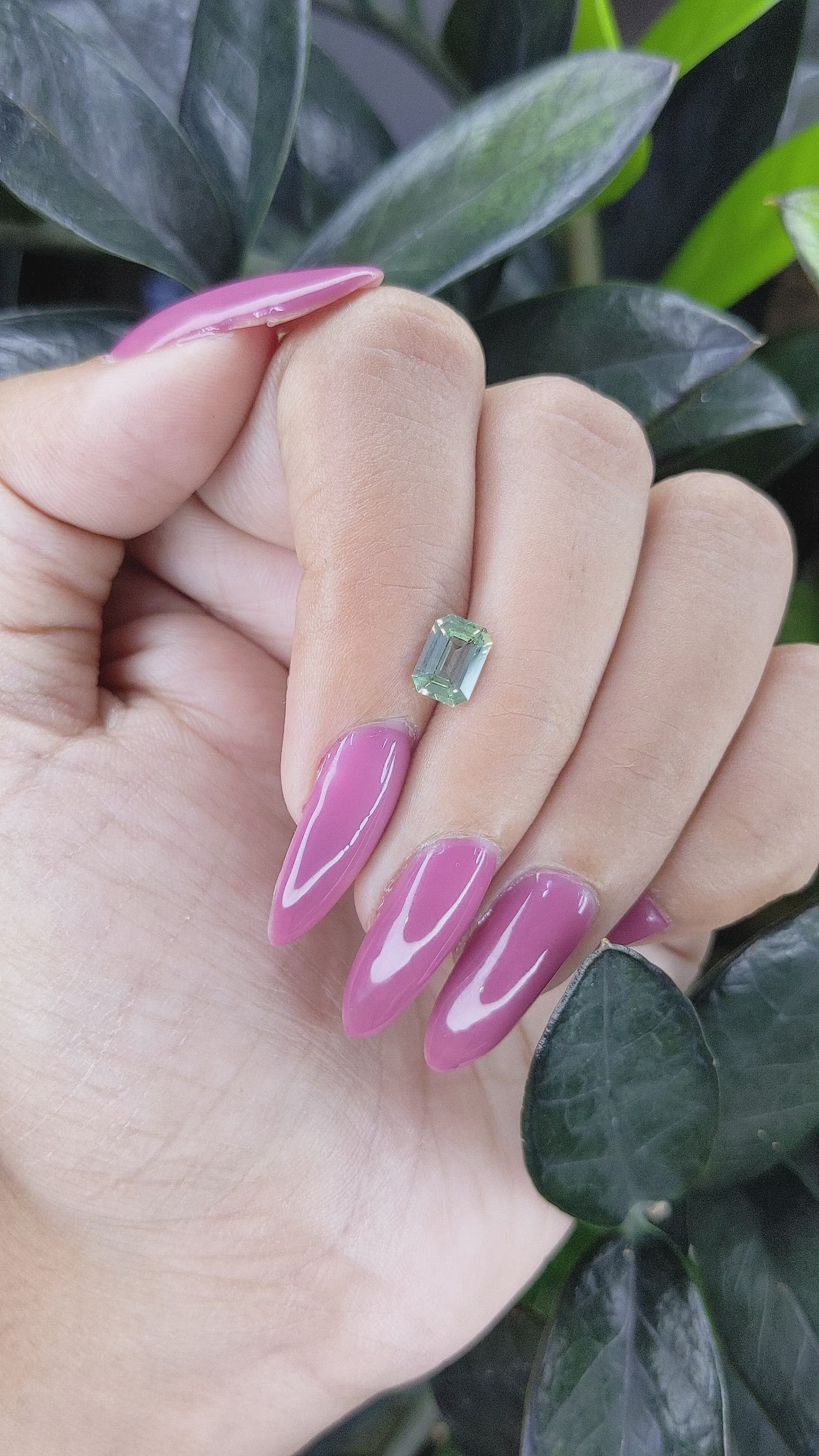 1.12 Ct. Green Sapphire from Madagascar Size Video