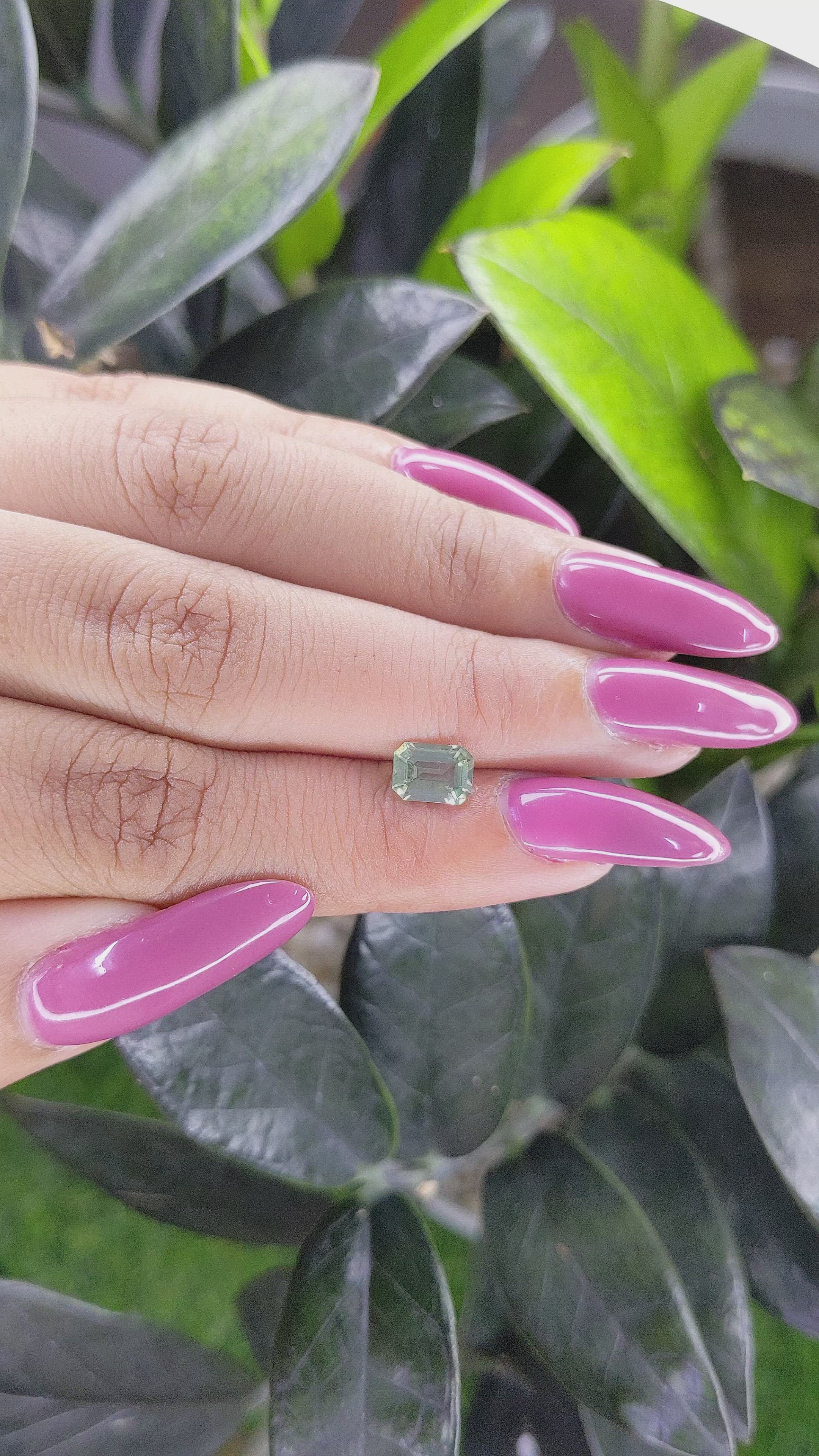 1.12 Ct. Green Sapphire from Madagascar Size Video