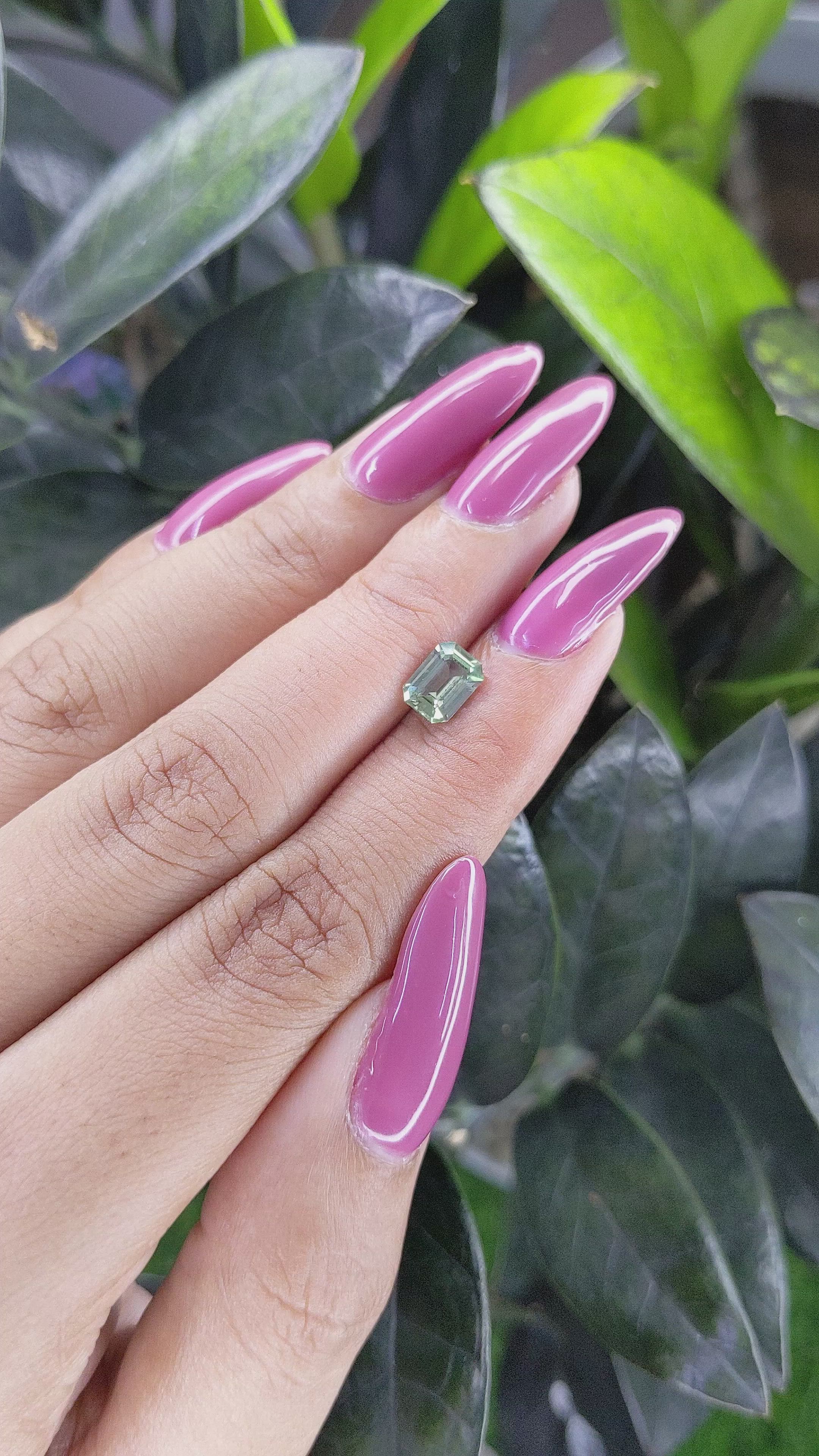 1.12 Ct. Green Sapphire from Madagascar Size Video