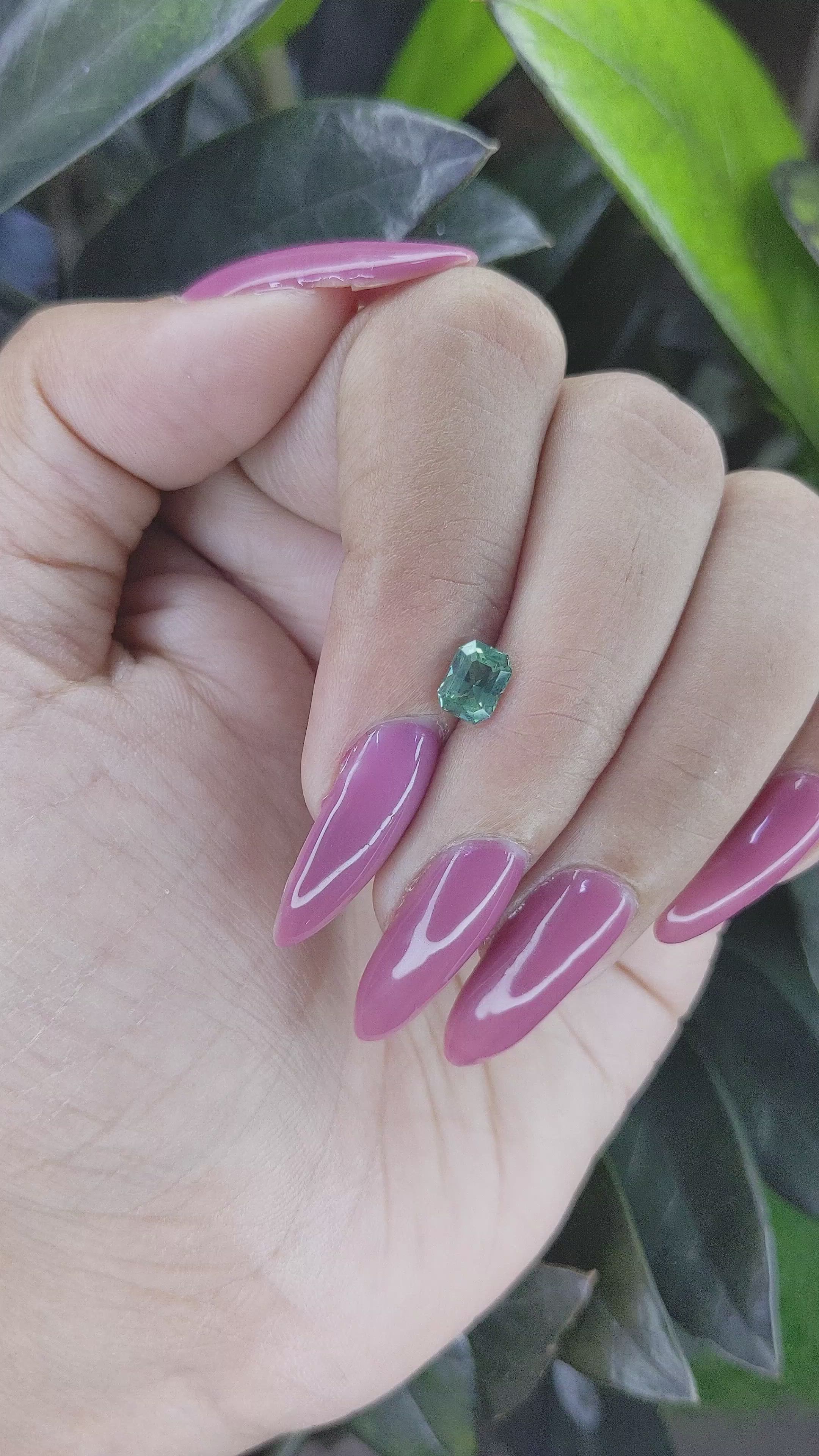 0.98 Ct. Bluish Green Sapphire from Madagascar Size Video