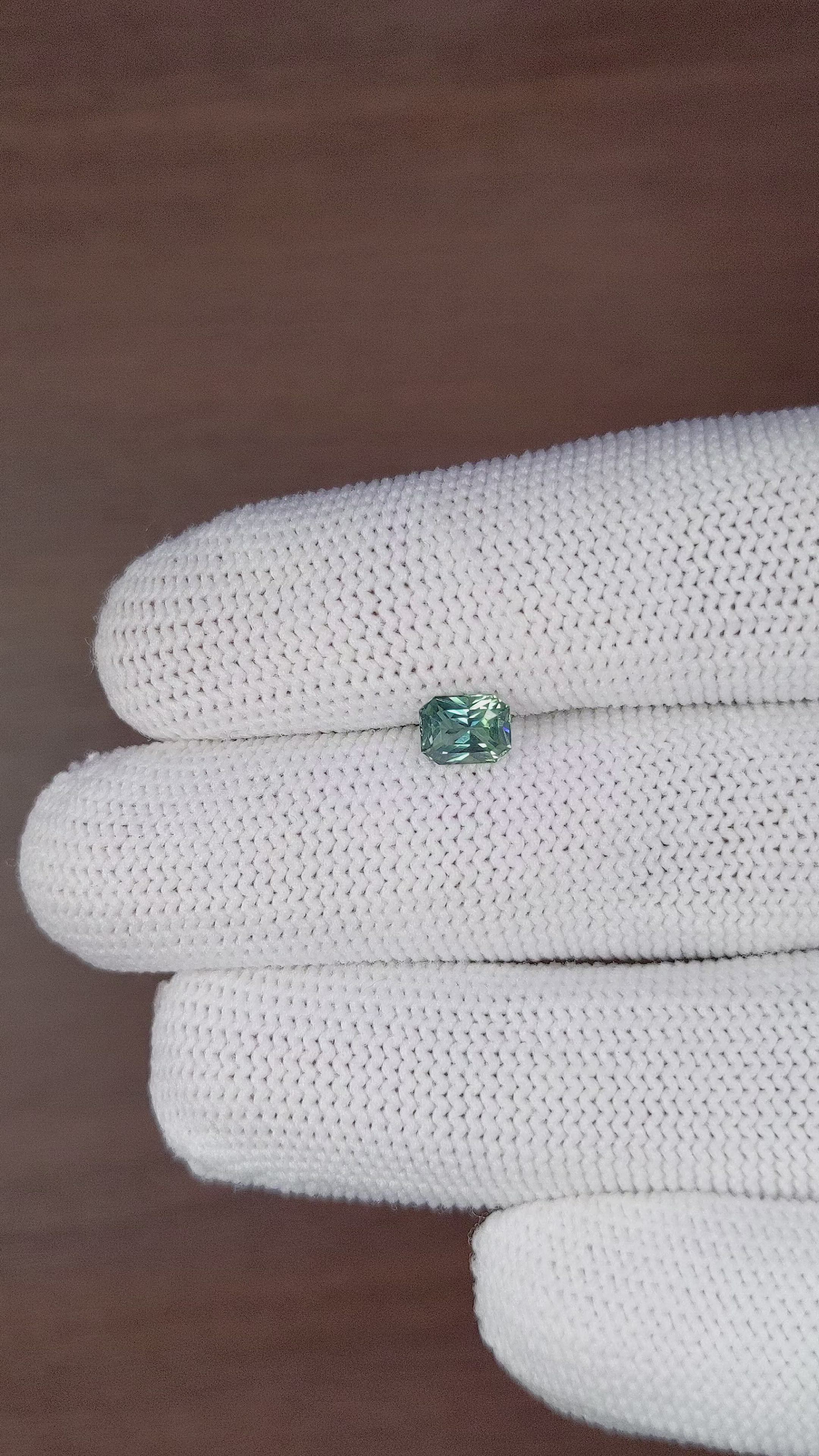 0.98 Ct. Bluish Green Sapphire from Madagascar Size Video