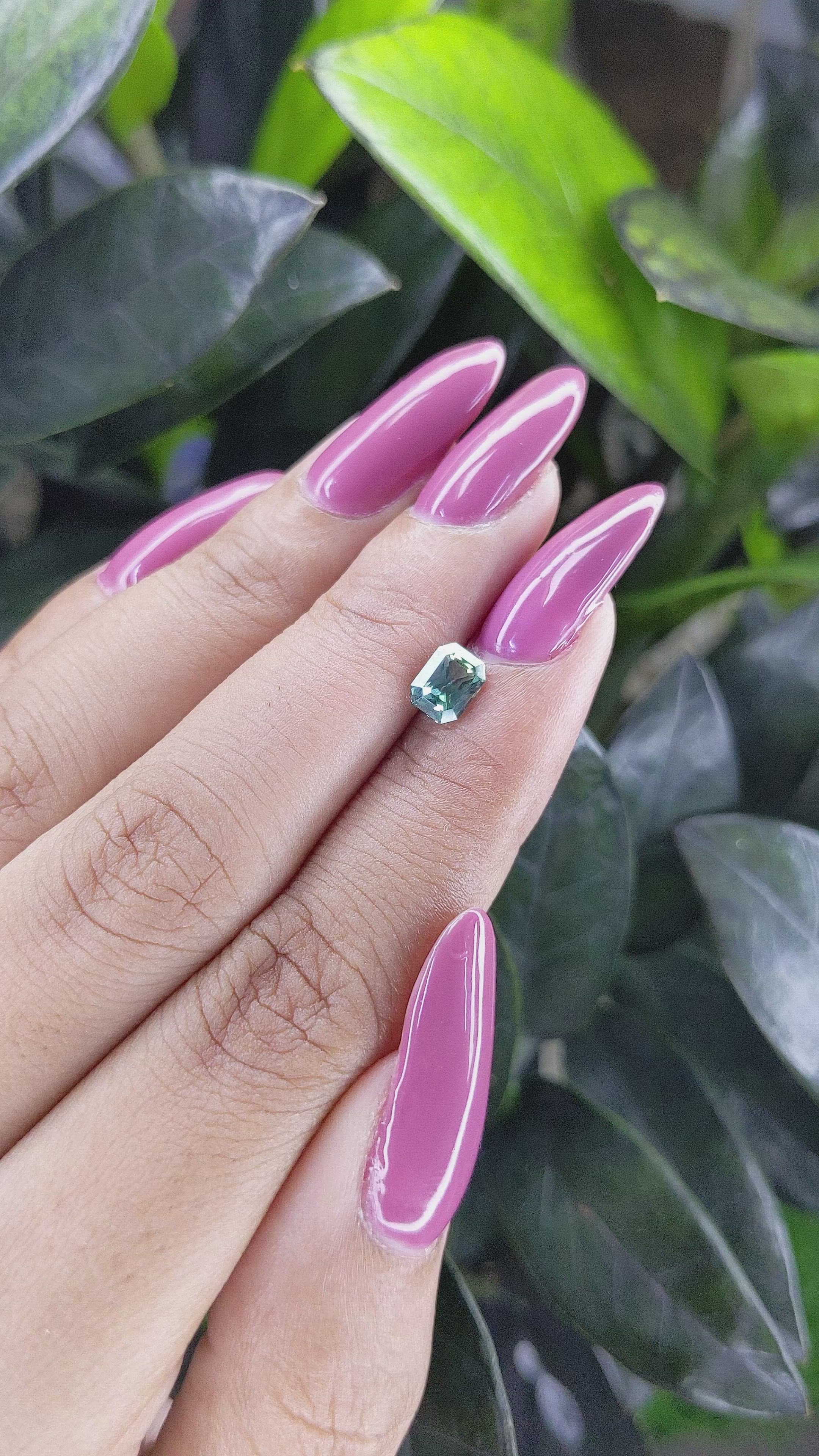 0.98 Ct. Bluish Green Sapphire from Madagascar Size Video