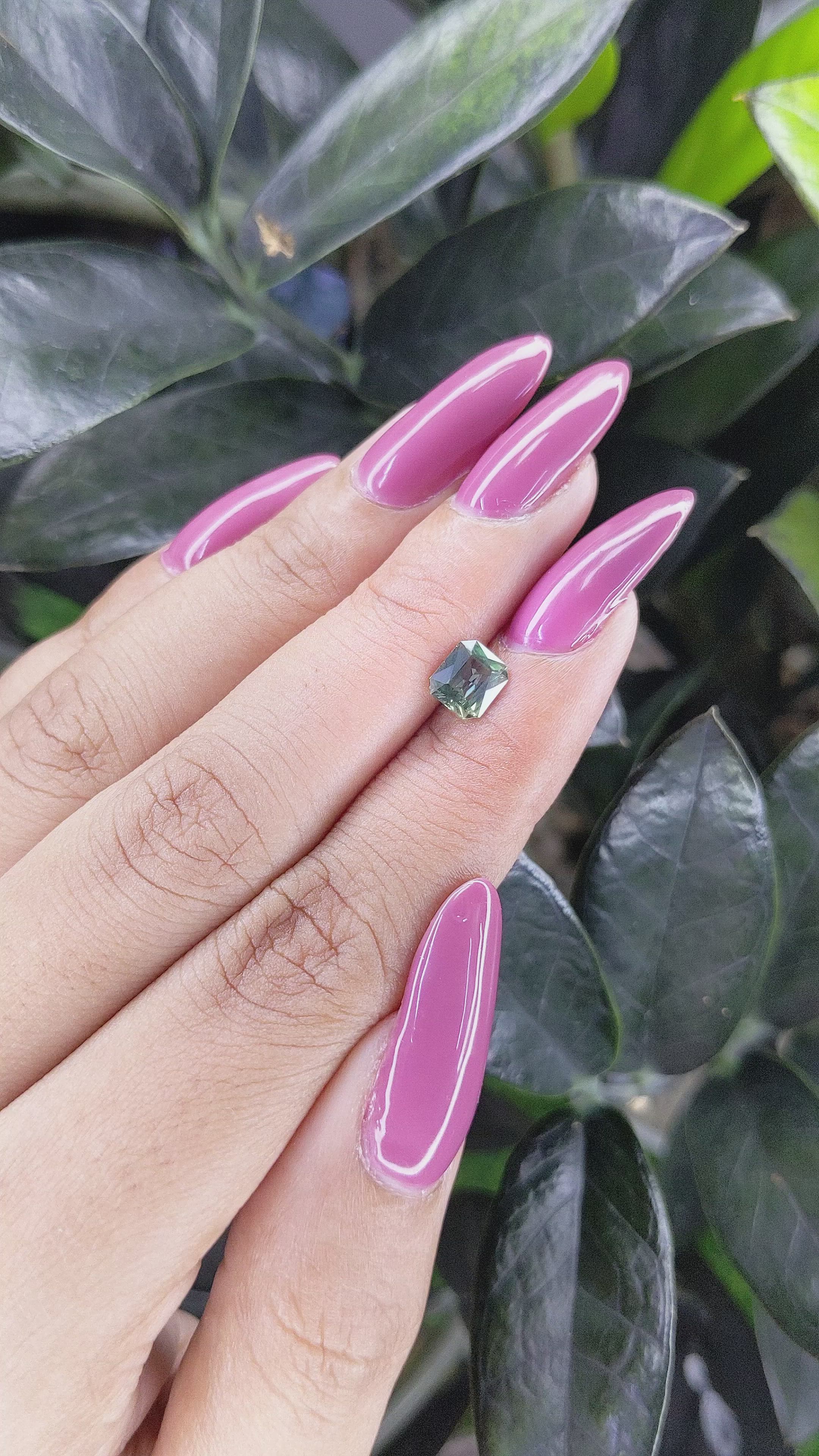 0.99 Ct. Bluish Green Sapphire from Madagascar Size Video