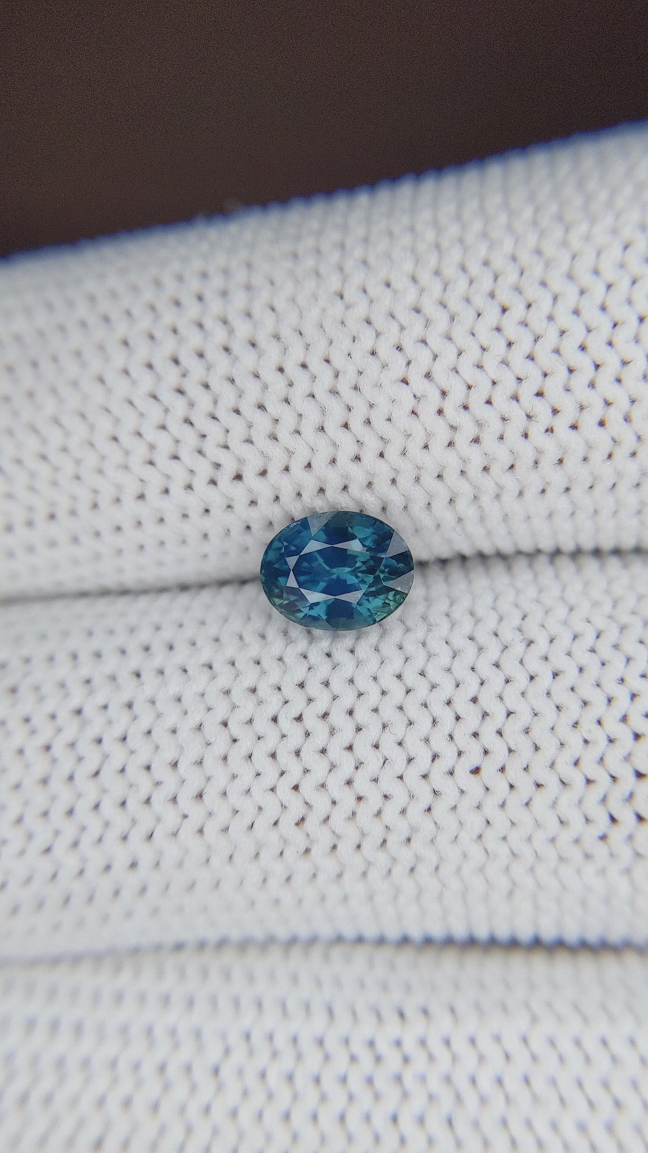 1.31 Ct. Greenish Blue Sapphire from Madagascar Size Video