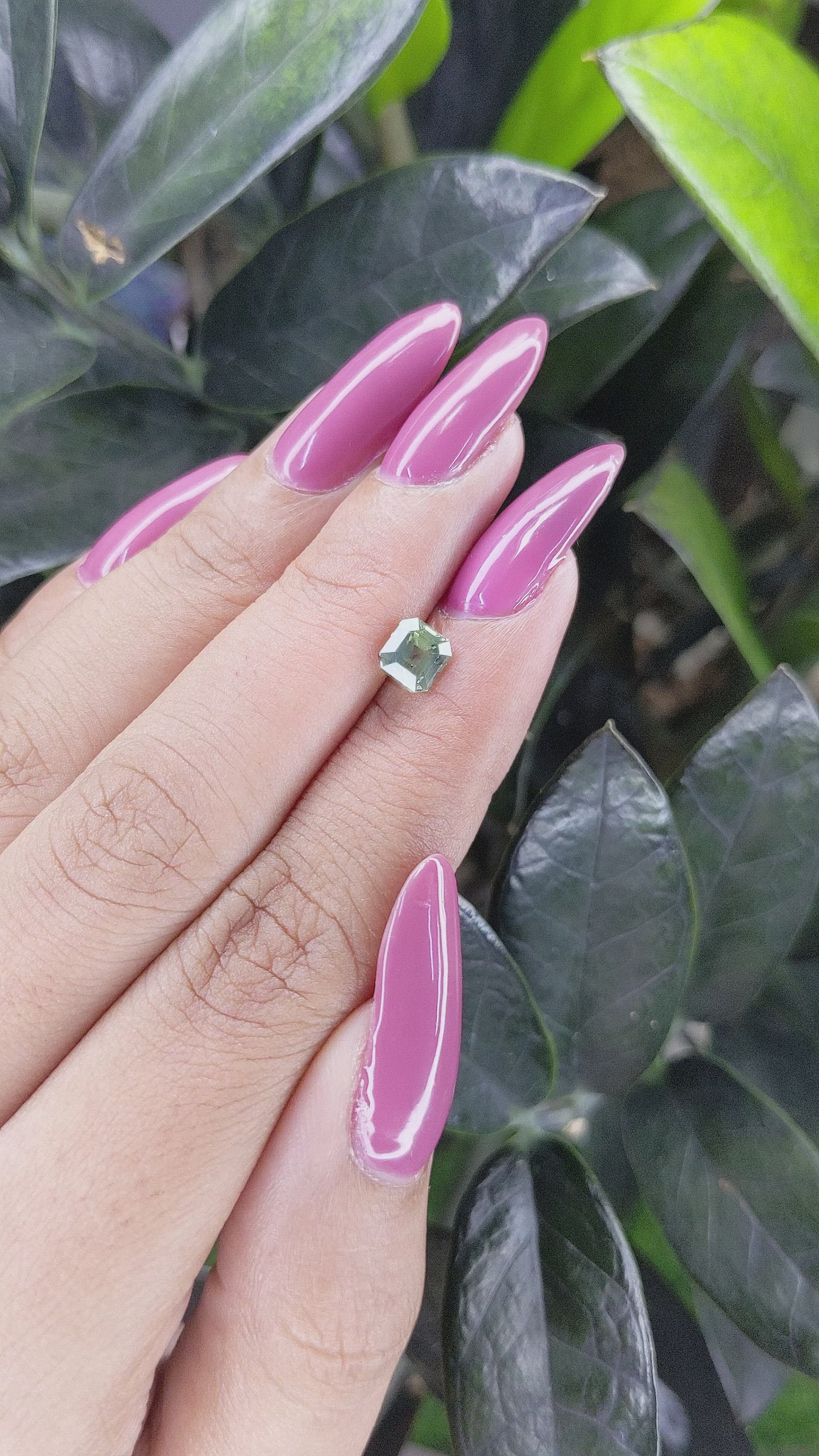 1.02 Ct. Bluish Green Sapphire from Madagascar Size Video