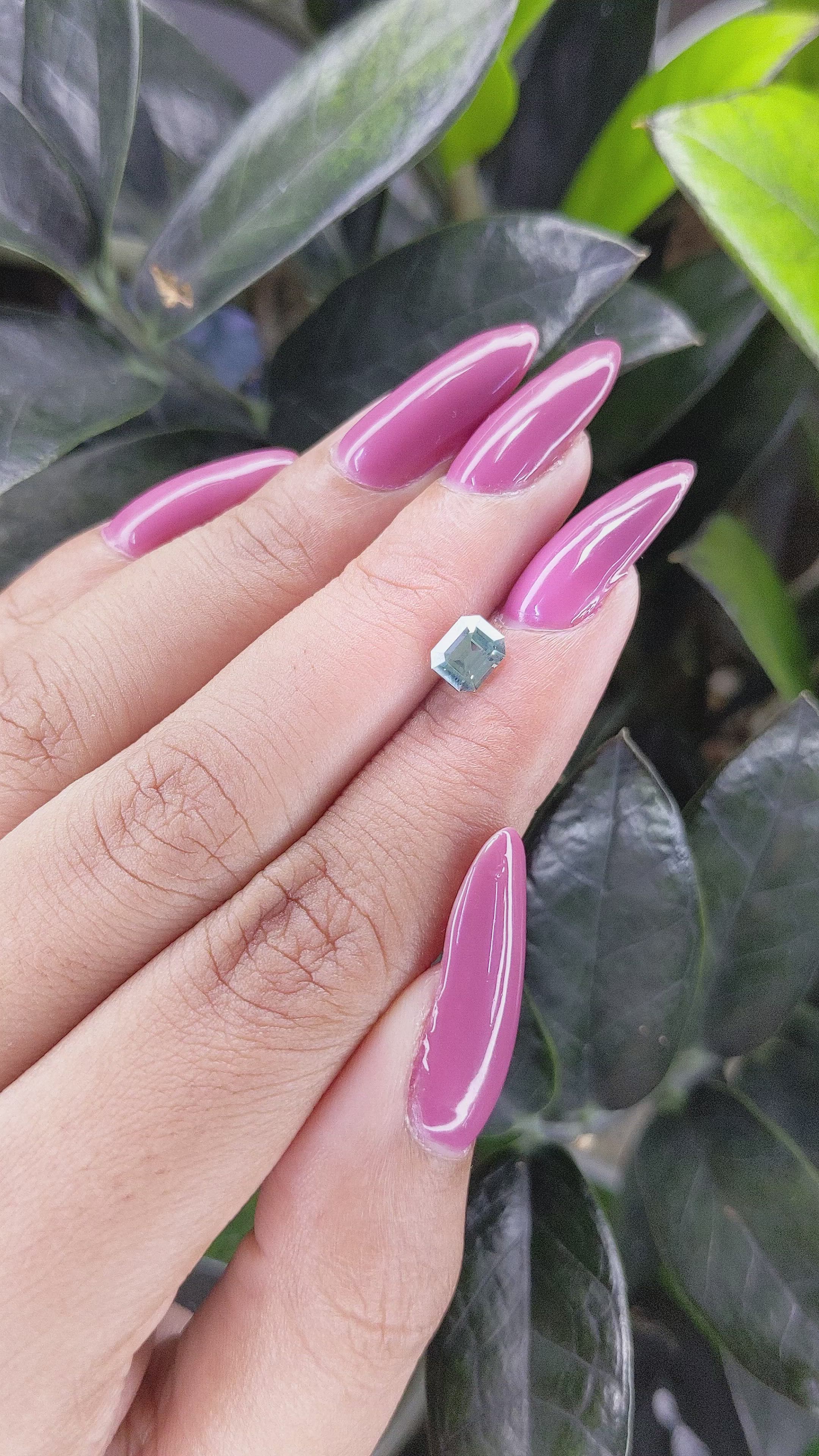 1.05 Ct. Bluish Green Sapphire from Madagascar Size Video