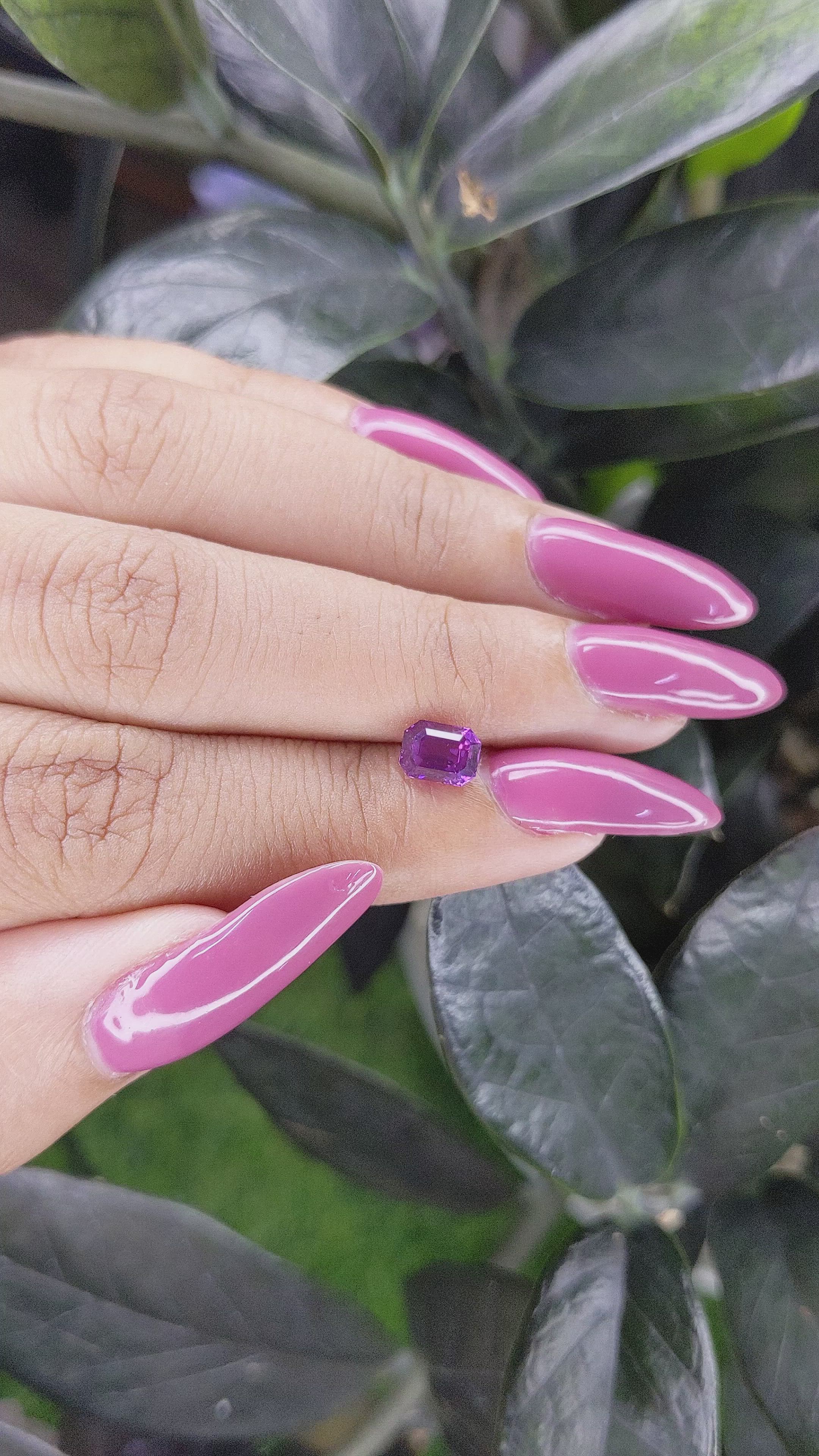 1.12 Ct. Purple Sapphire from Madagascar Size Video