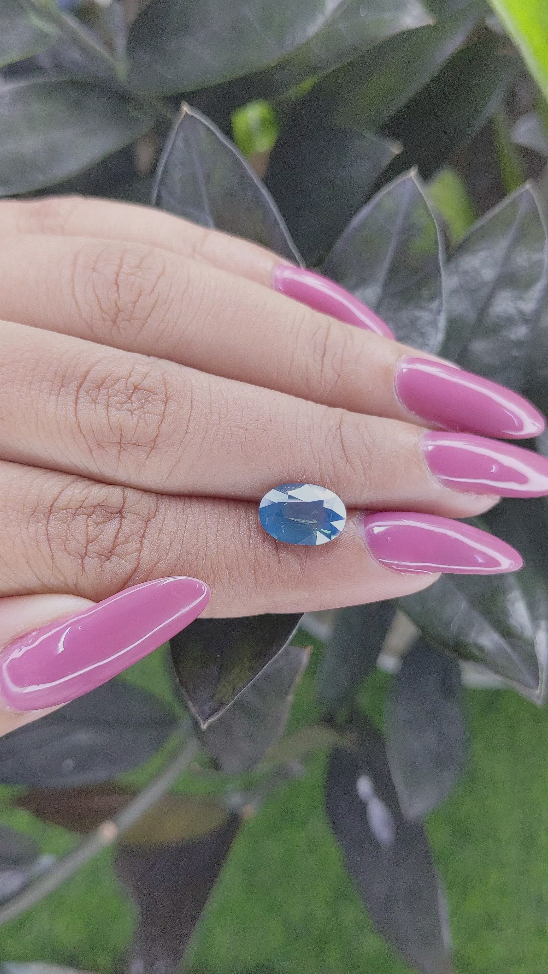 3.03 Ct. Greenish Blue Sapphire from Madagascar Size Video