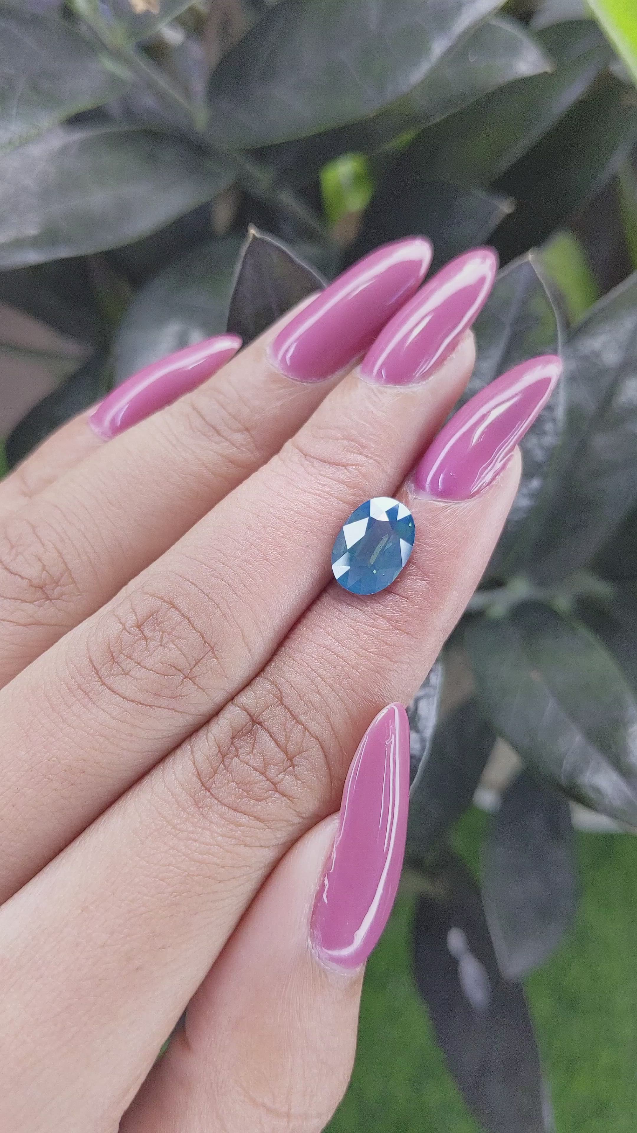 3.03 Ct. Greenish Blue Sapphire from Madagascar Size Video