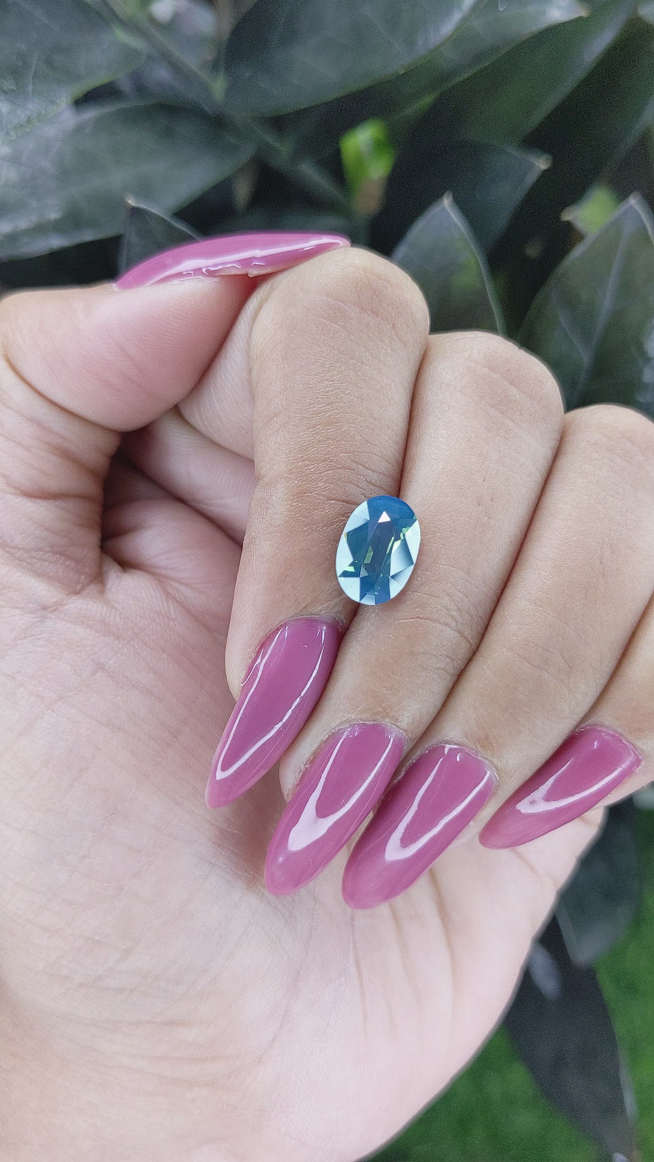 3.03 Ct. Greenish Blue Sapphire from Madagascar Size Video