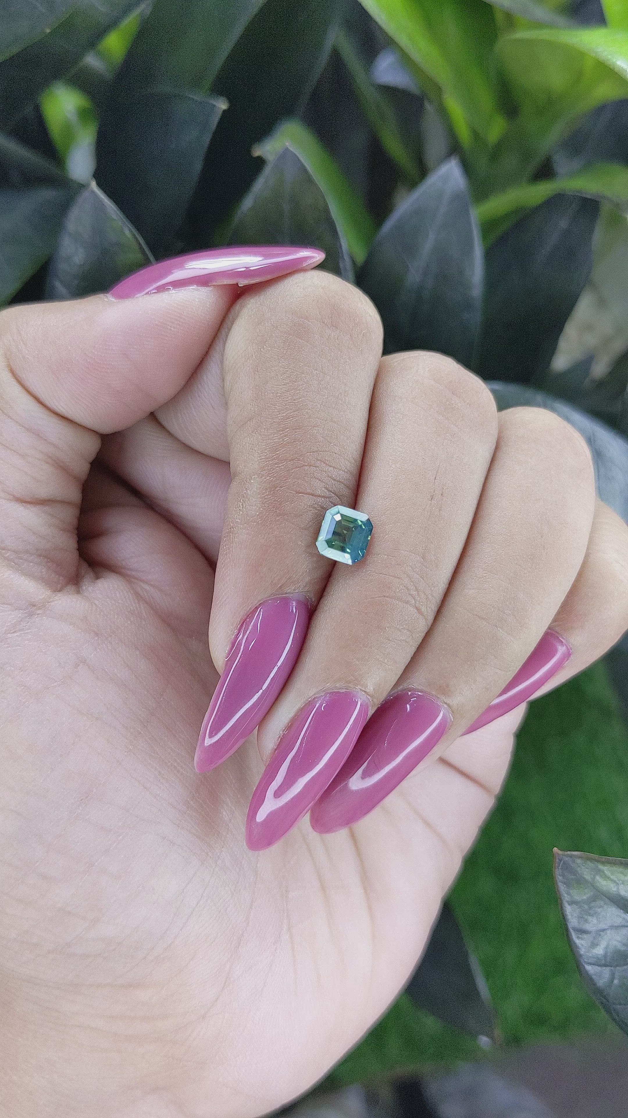 1.09 Ct. Bluish Green Sapphire from Madagascar Size Video