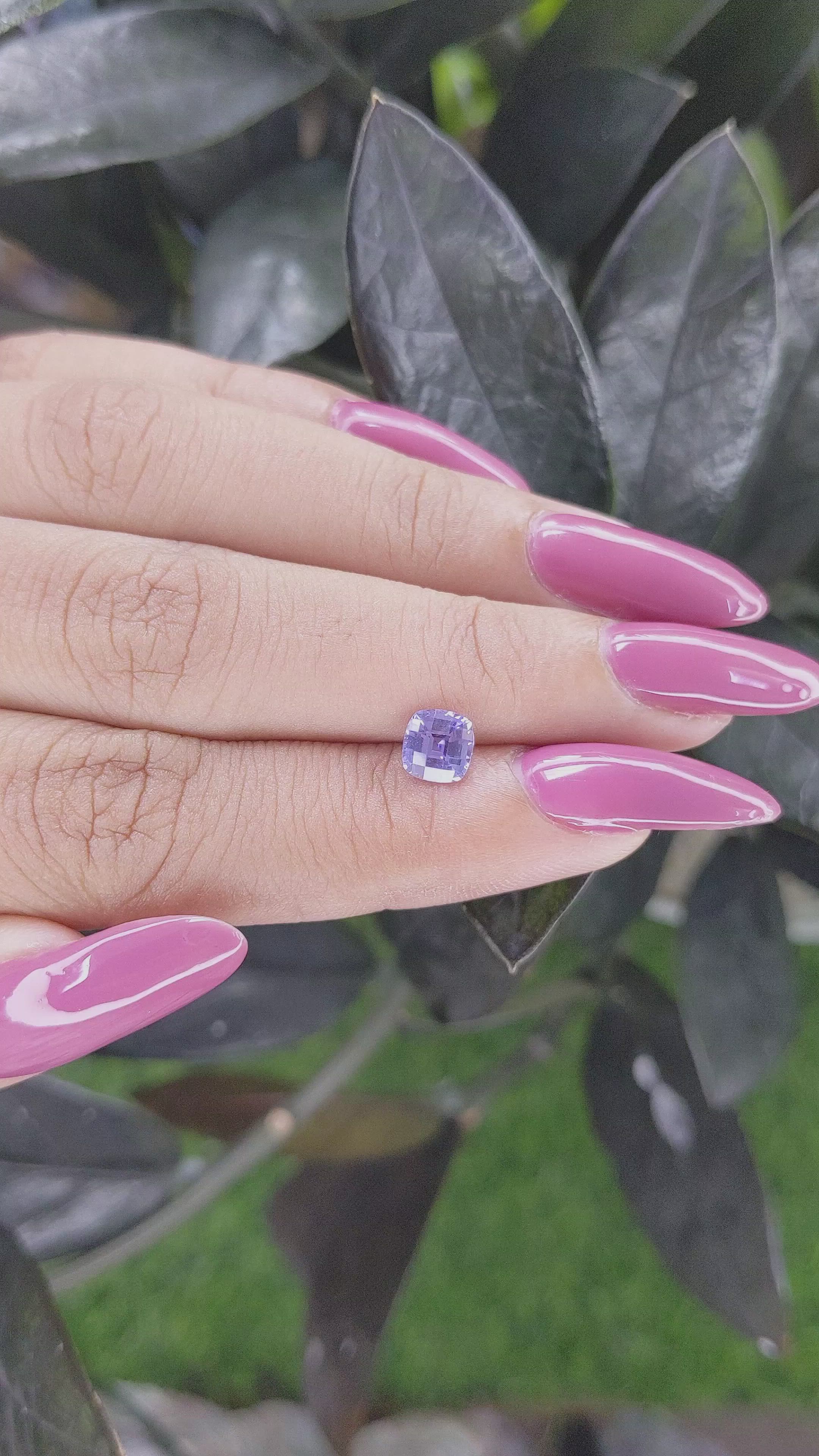 1.00 Ct. Violet Sapphire from Ceylon (Sri Lanka) Size Video