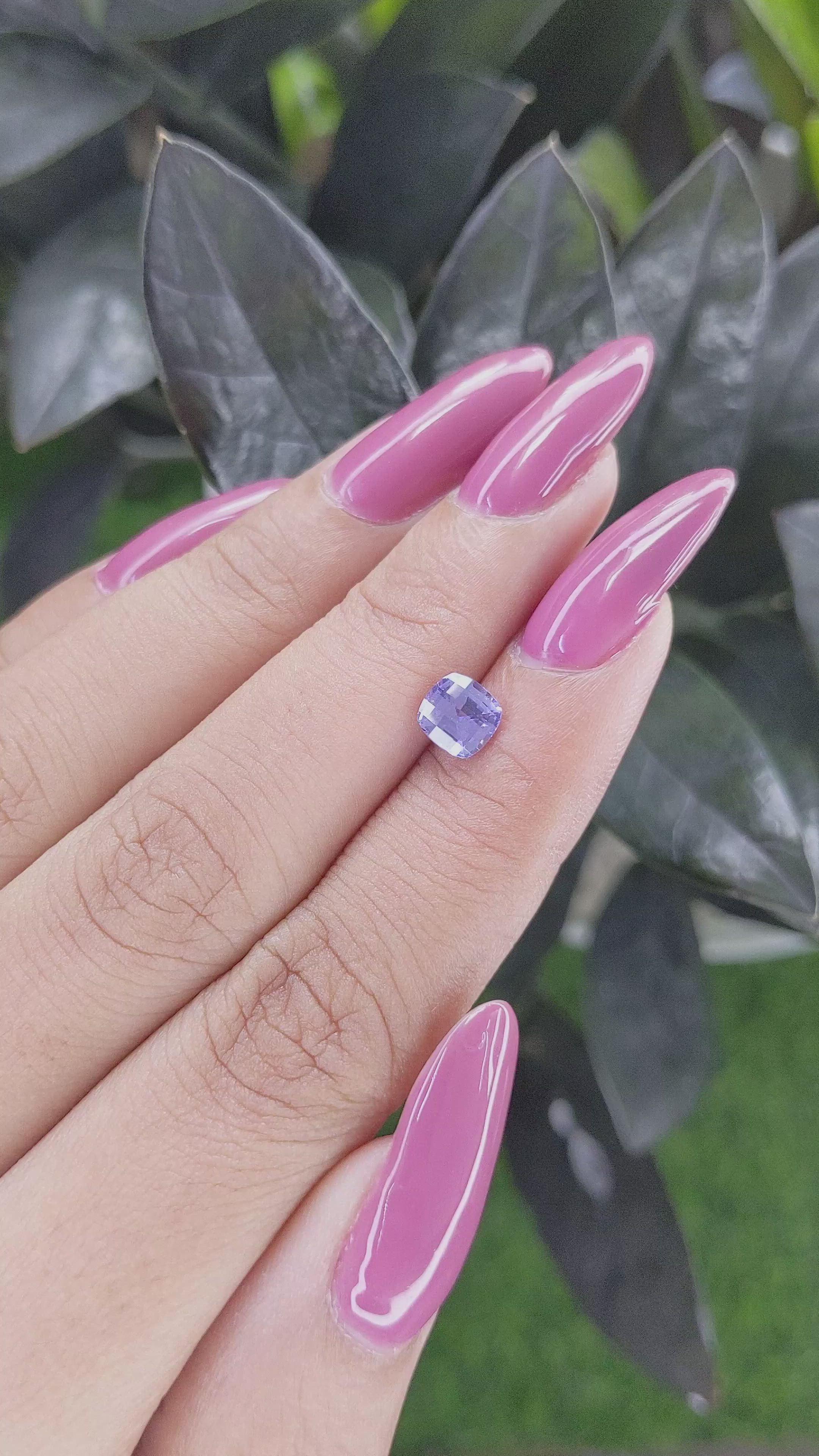 1.00 Ct. Violet Sapphire from Ceylon (Sri Lanka) Size Video