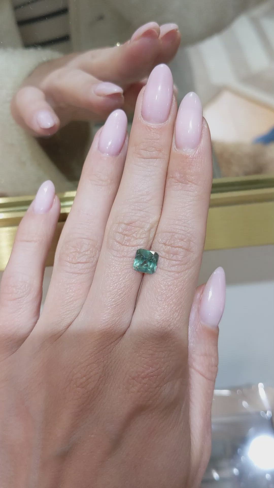 2.14 Ct. Bluish Green Sapphire from Madagascar Size Video