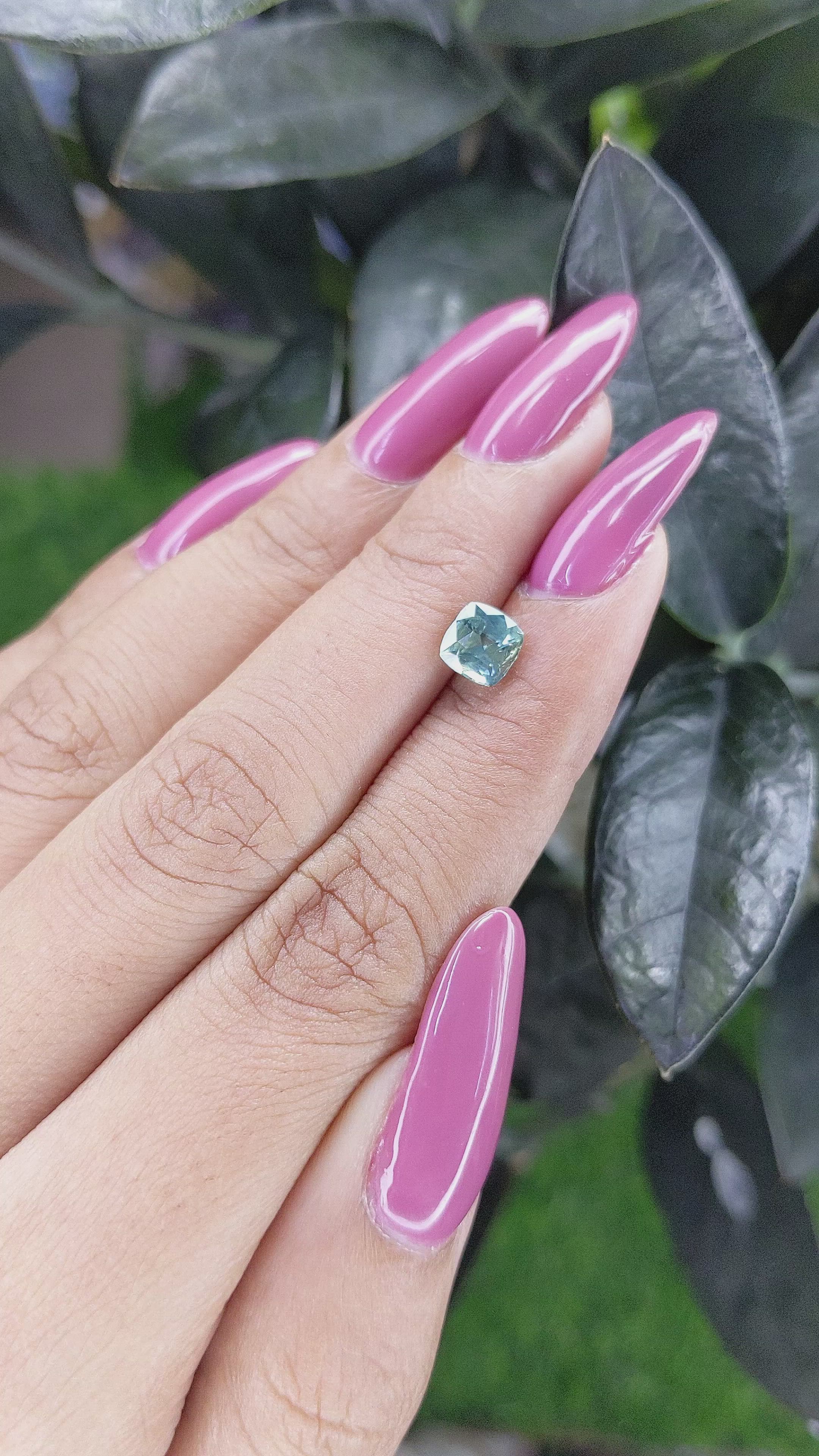 0.58 Ct. Bluish Green Sapphire from Madagascar Size Video