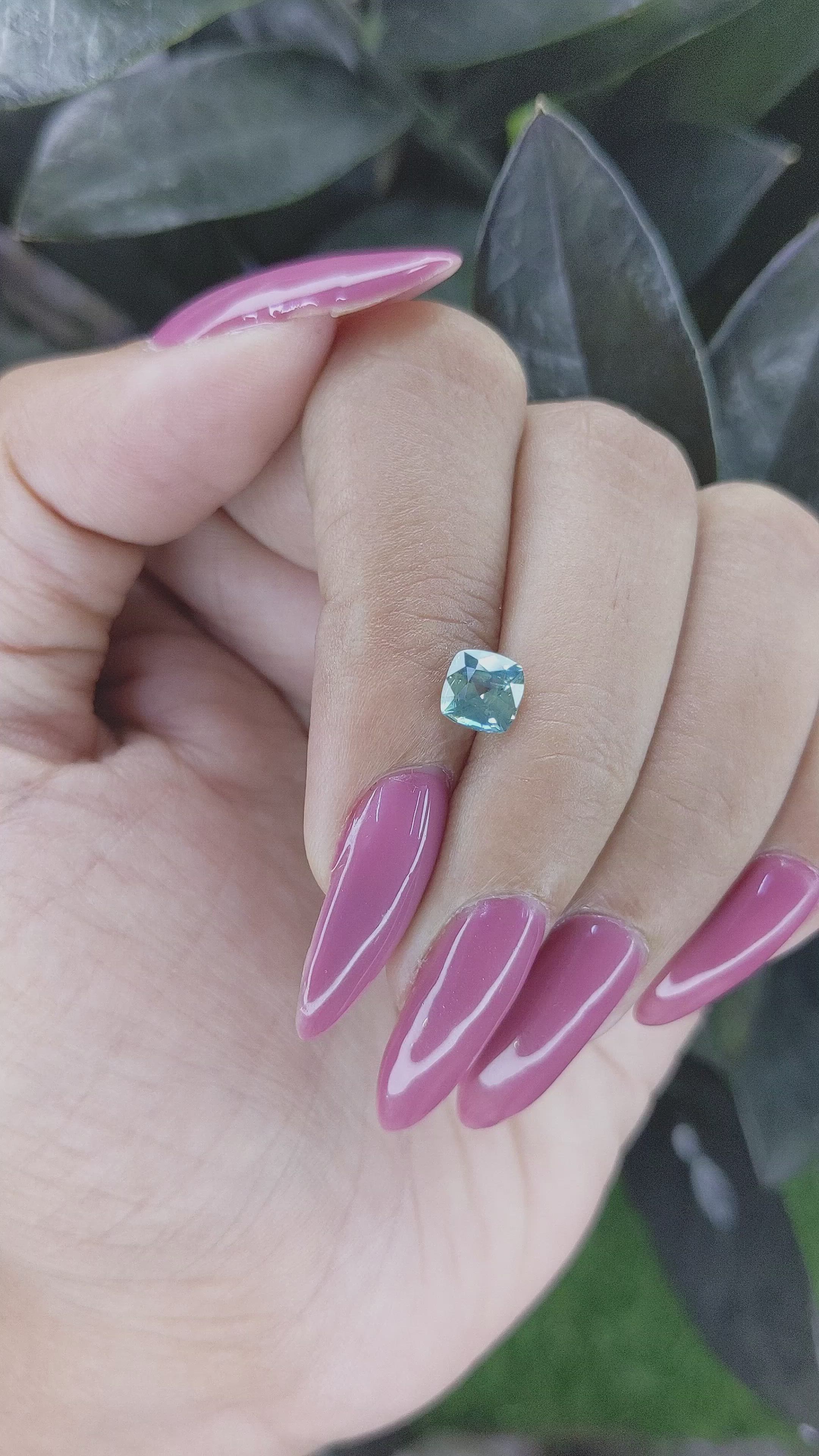 0.58 Ct. Bluish Green Sapphire from Madagascar Size Video