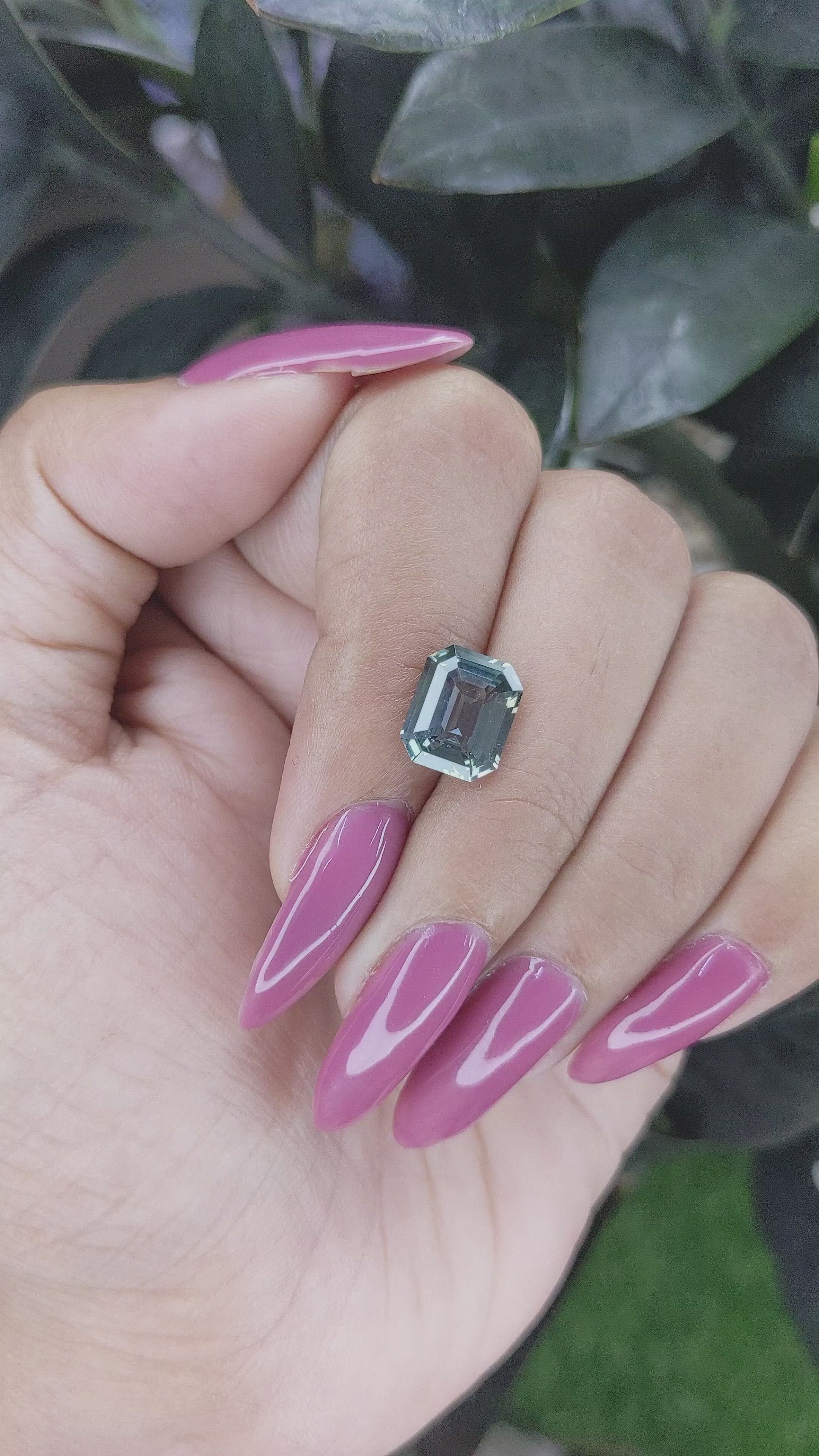 3.62 Ct. Bluish Green Sapphire from Madagascar Size Video