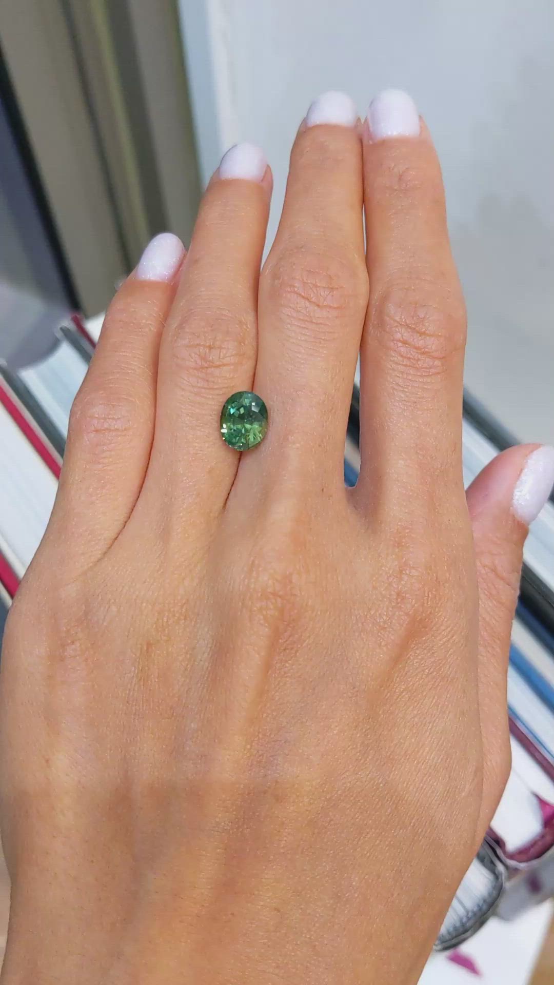 3.06 Ct. Green Sapphire from Ceylon (Sri Lanka) Size Video