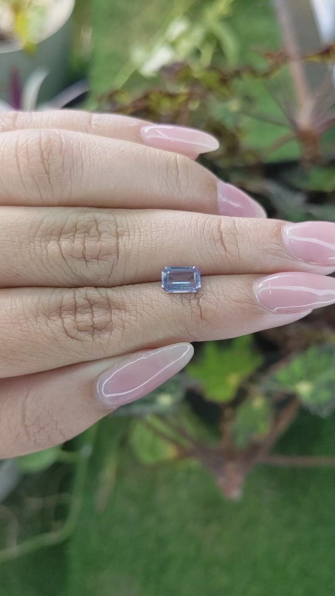 1.05 Ct. Purplish Blue Sapphire from Ceylon (Sri Lanka) Size Video