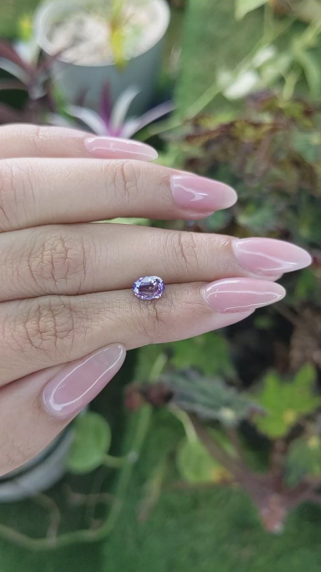 1.00 Ct. Pinkish Purple Sapphire from Ceylon (Sri Lanka) Size Video