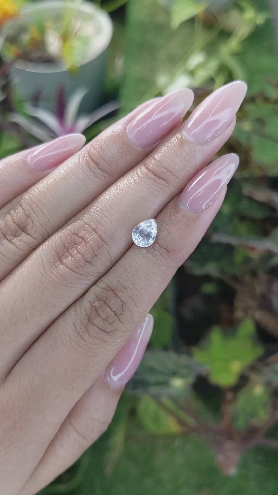 1.32 Ct. White Sapphire from Ceylon (Sri Lanka) Size Video