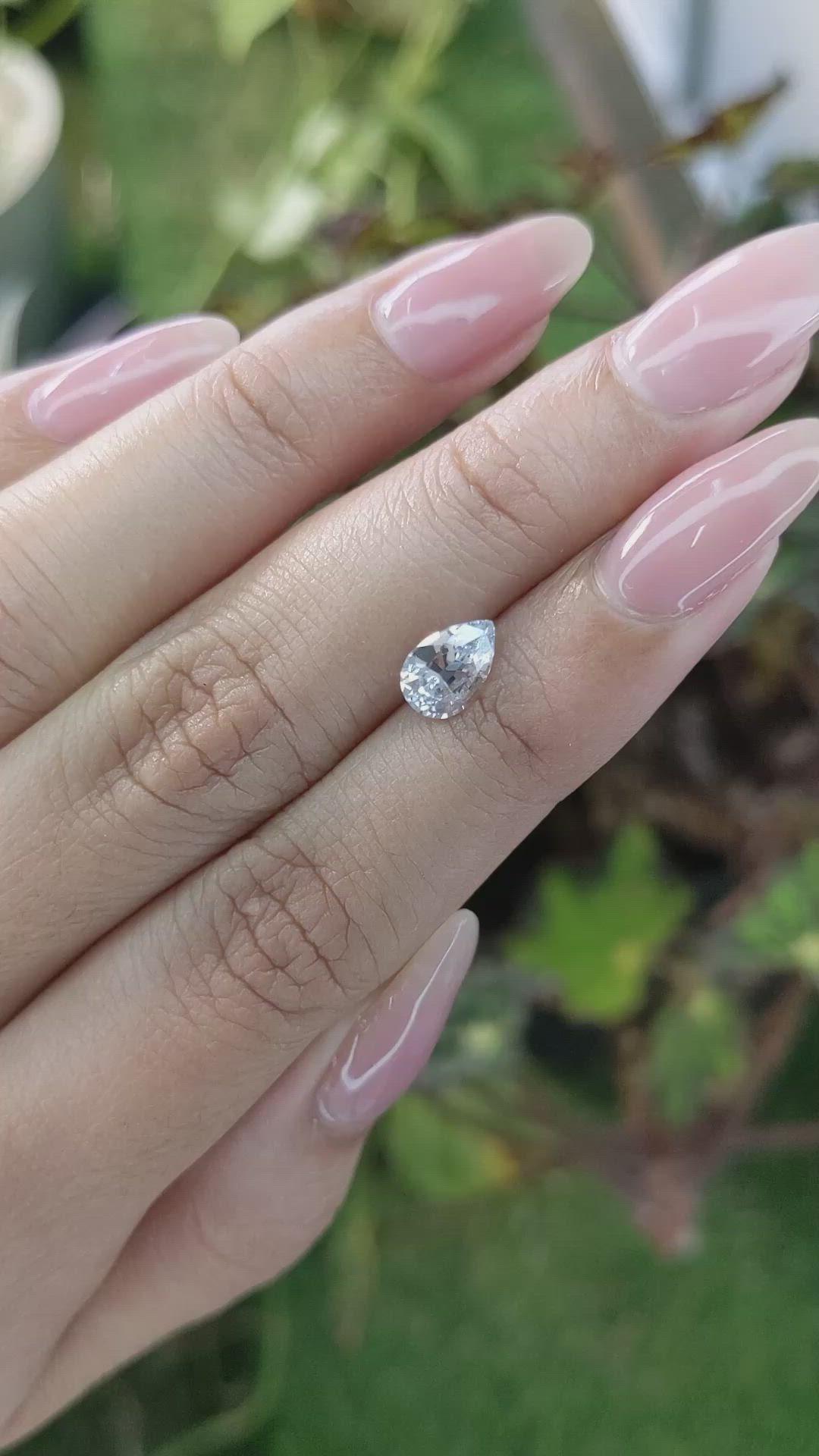 1.28 Ct. White Sapphire from Ceylon (Sri Lanka) Size Video