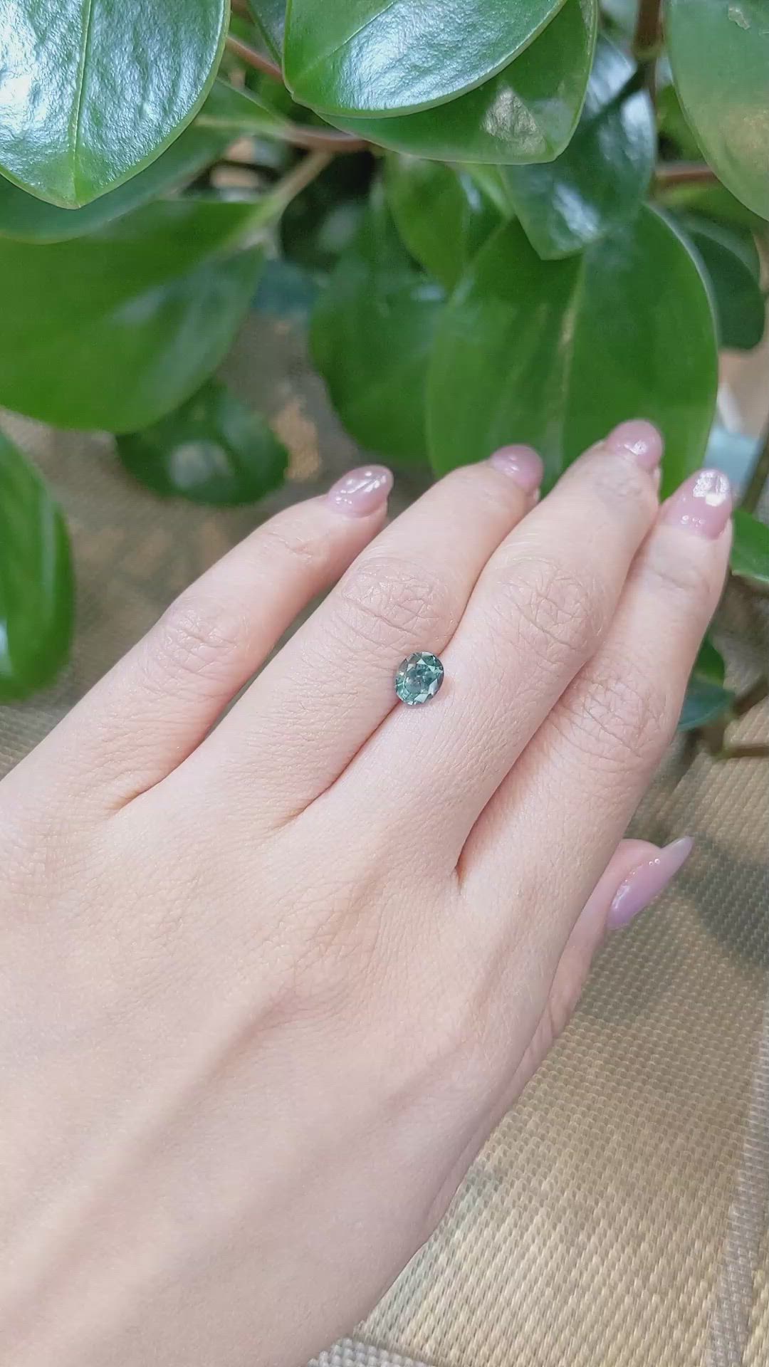 1.17 Ct. Bluish Green Sapphire from Montana Size Video