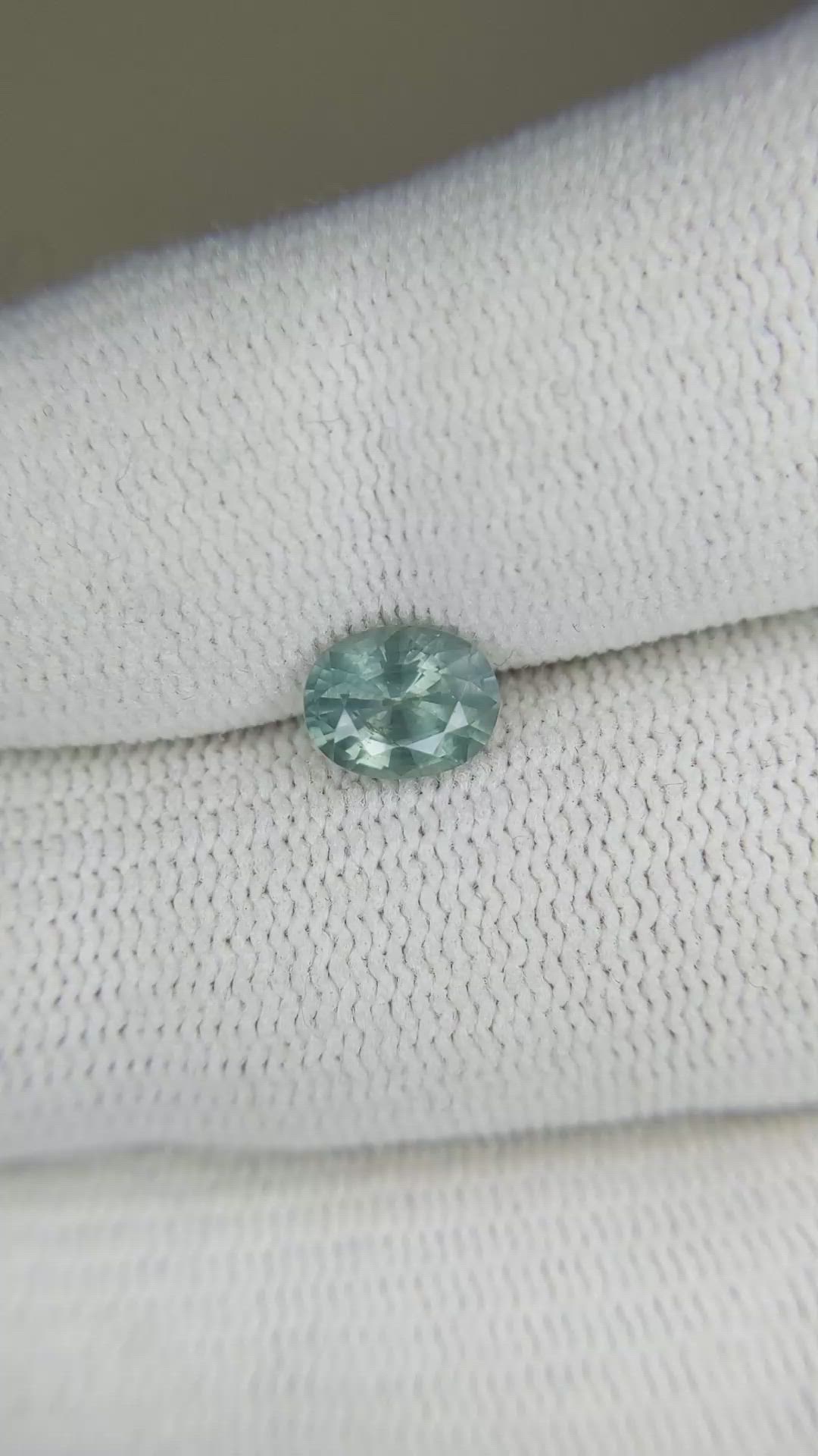1.29 Ct. Greenish Blue Sapphire from Montana Size Video