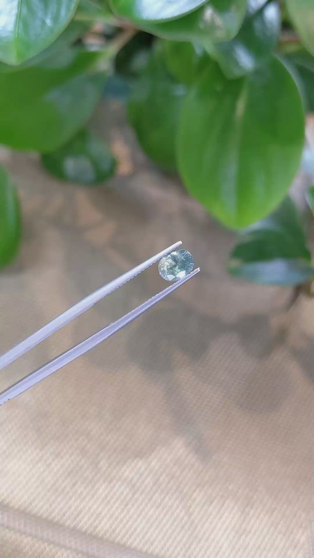 1.29 Ct. Greenish Blue Sapphire from Montana Size Video