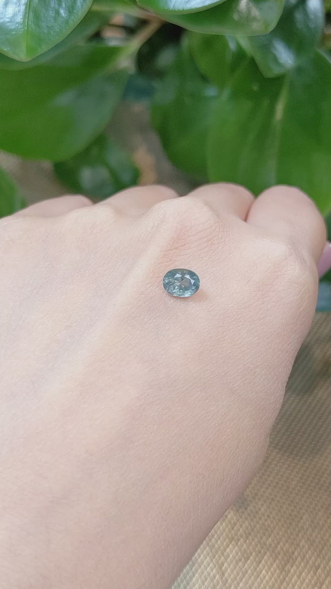 1.29 Ct. Greenish Blue Sapphire from Montana Size Video