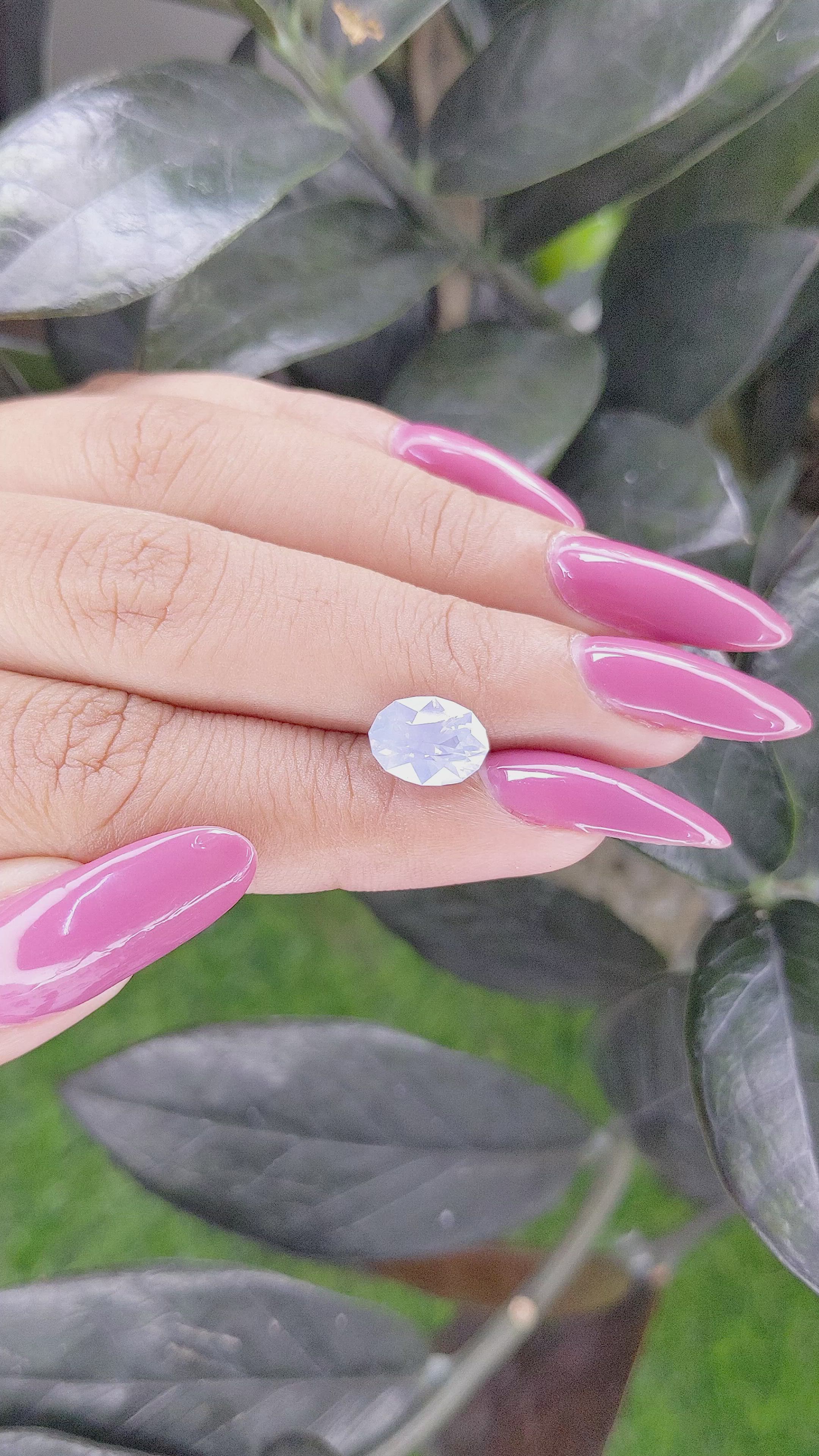 3.14 Ct. White Sapphire from Ceylon (Sri Lanka) Size Video